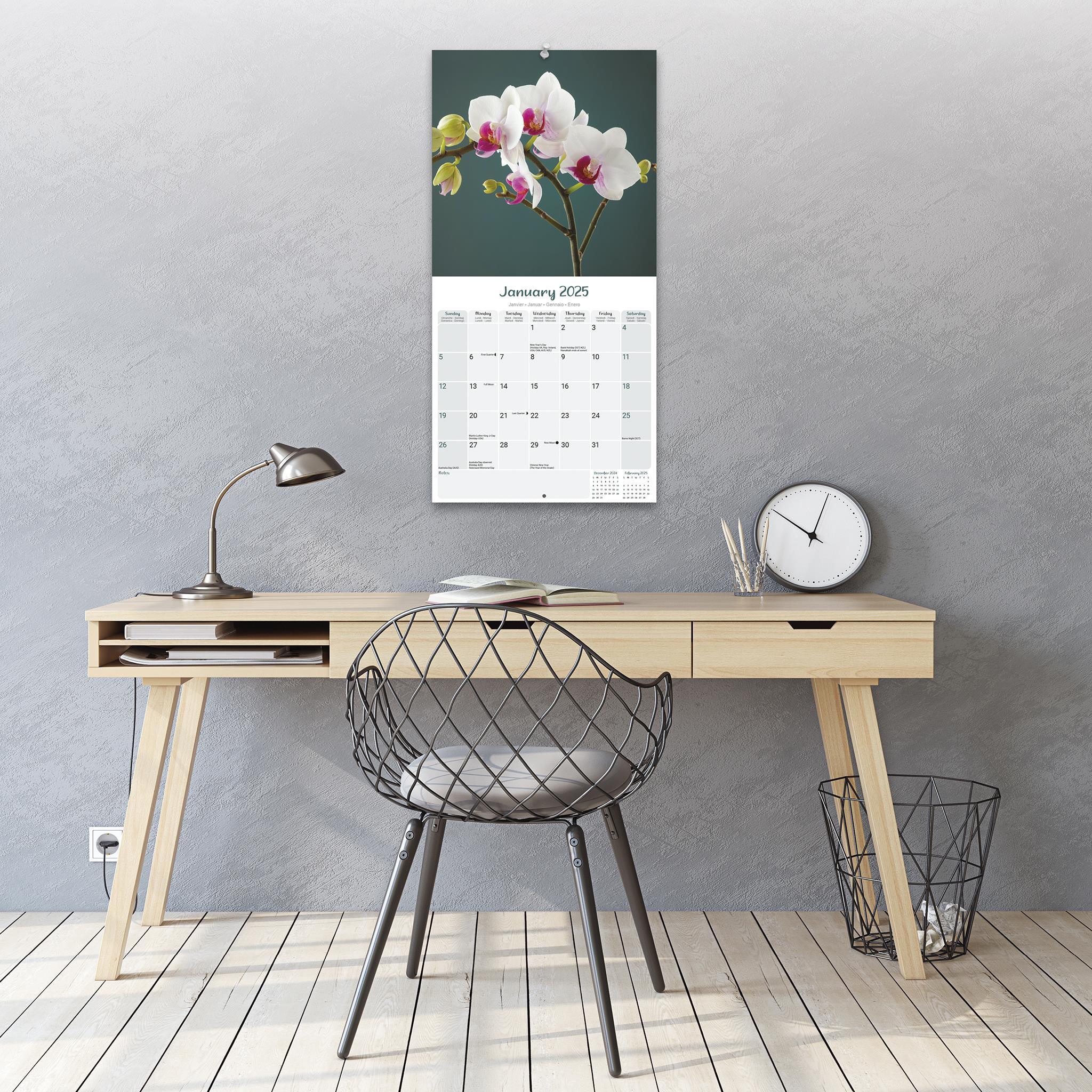 Orchids Wall 2025 Calendar