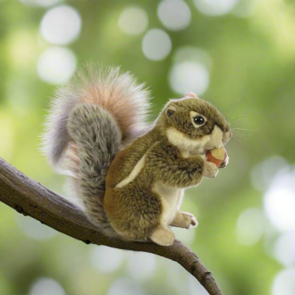 Lifelike Standing Brown Squirrel Plush 7in