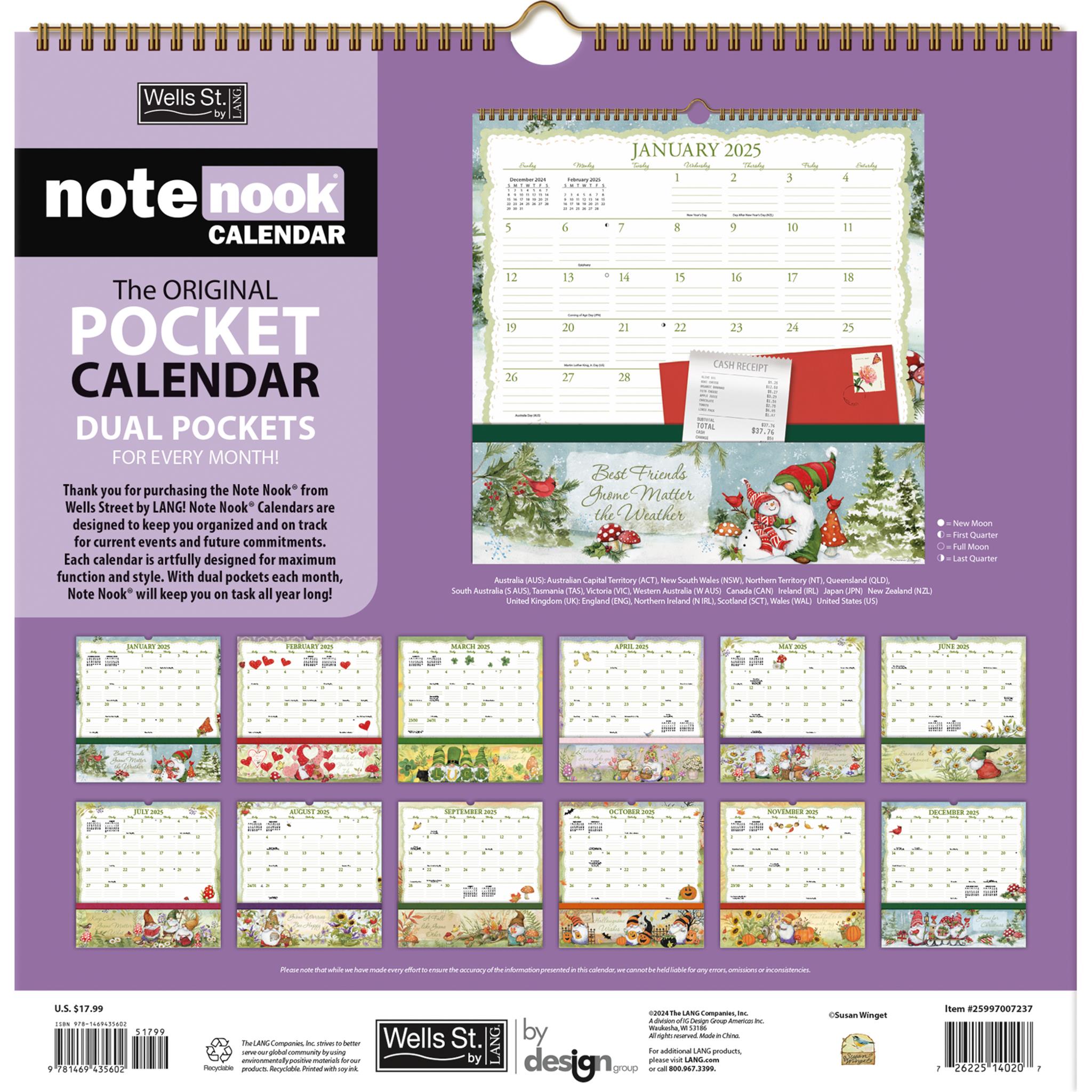 Gnomes Note Nook Wall 2025 Calendar