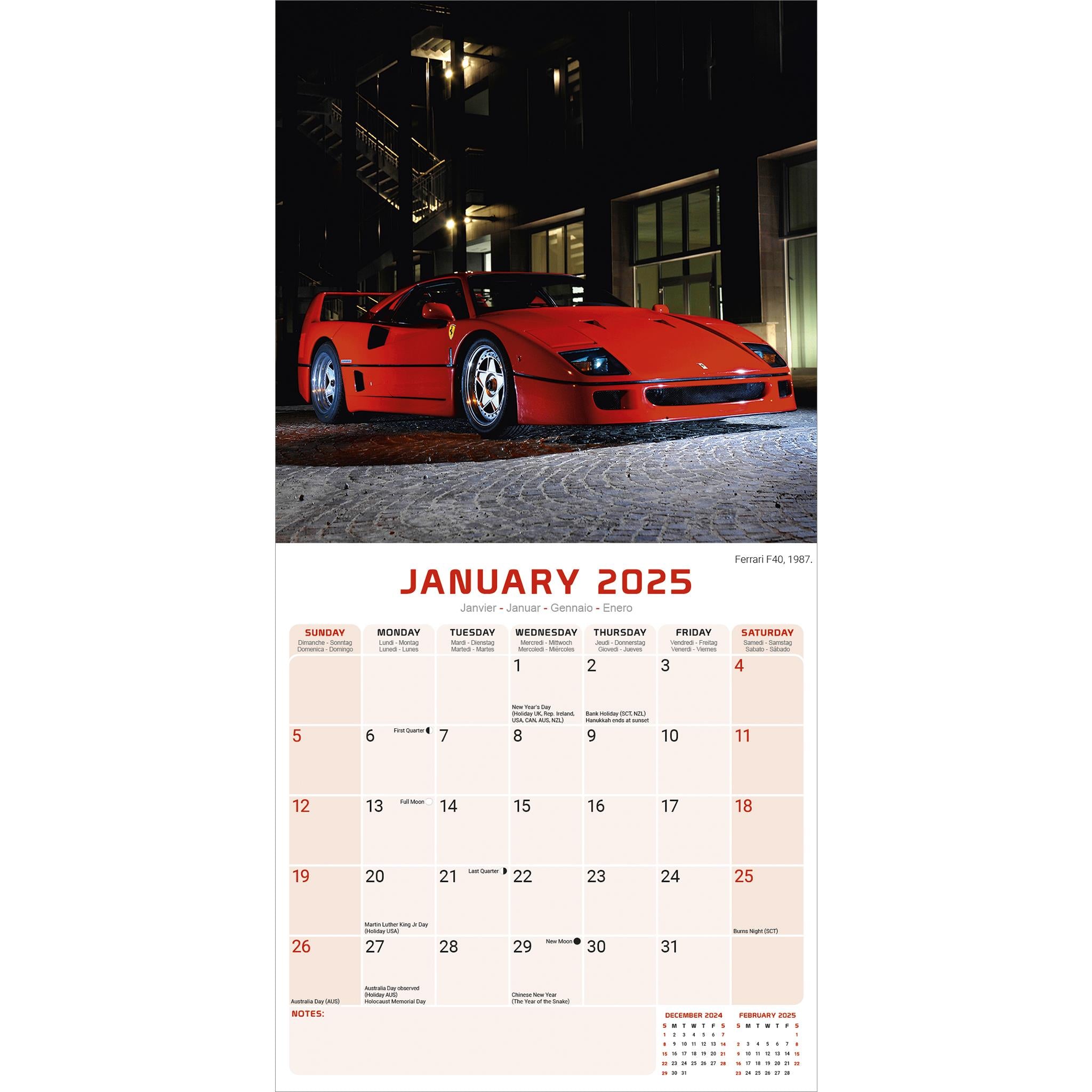 Ferrari Wall 2025 Calendar