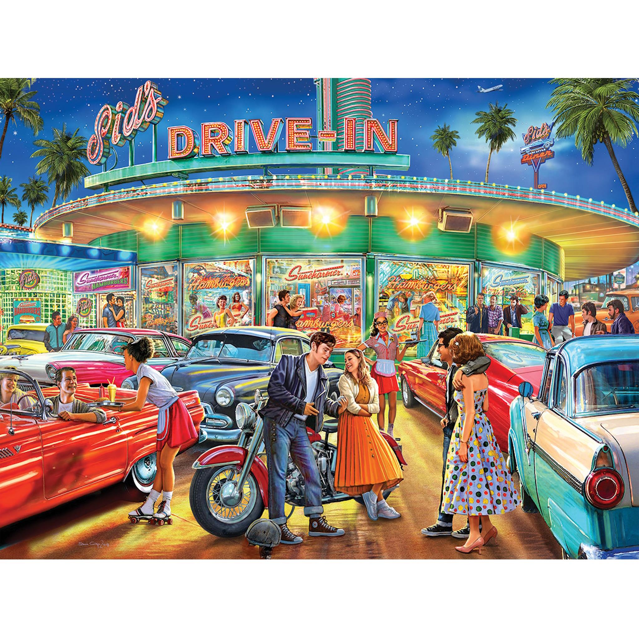 American Drive-In 1000 Piece Puzzle White Mountain