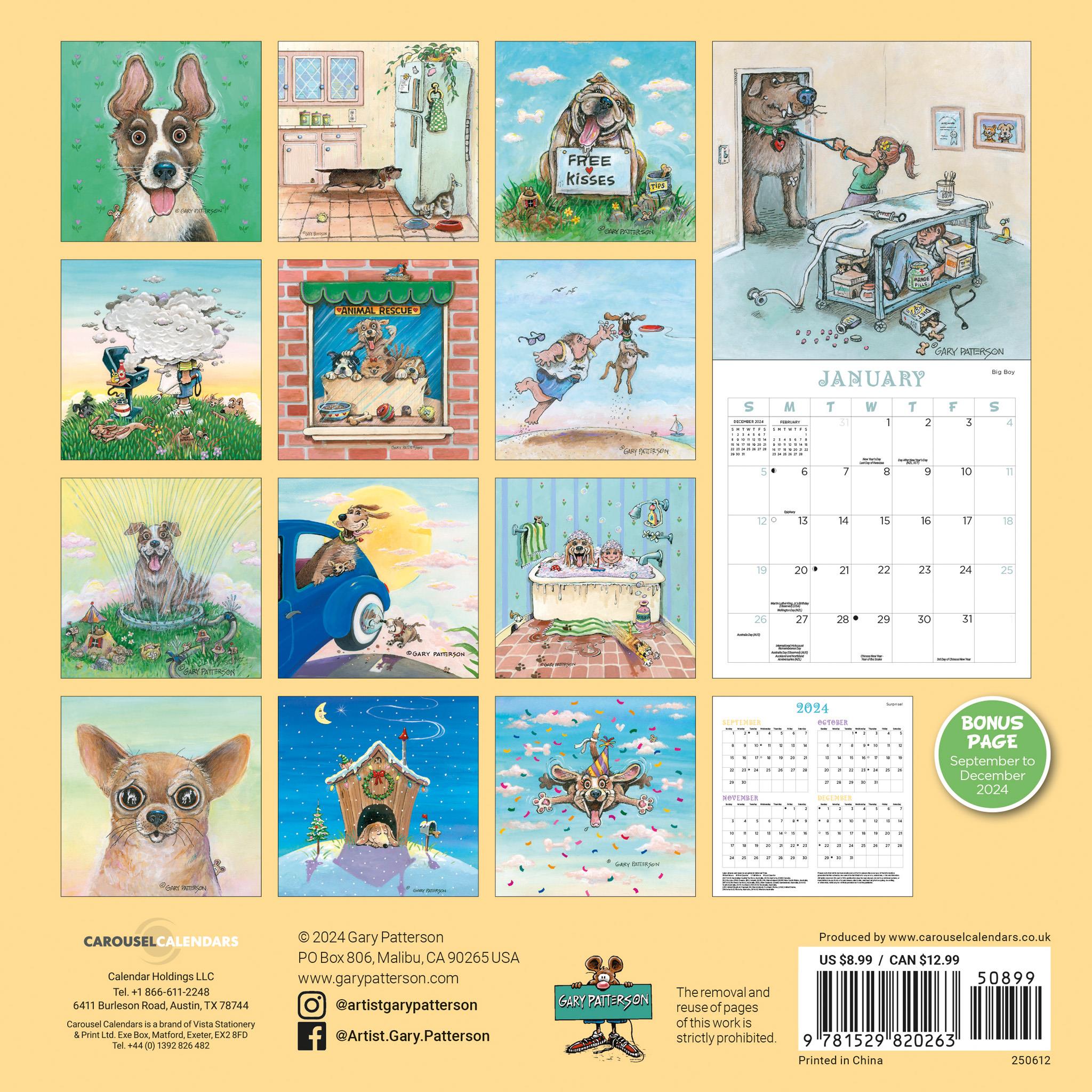 Dogs Patterson Magnetic Mini 2025 Calendar