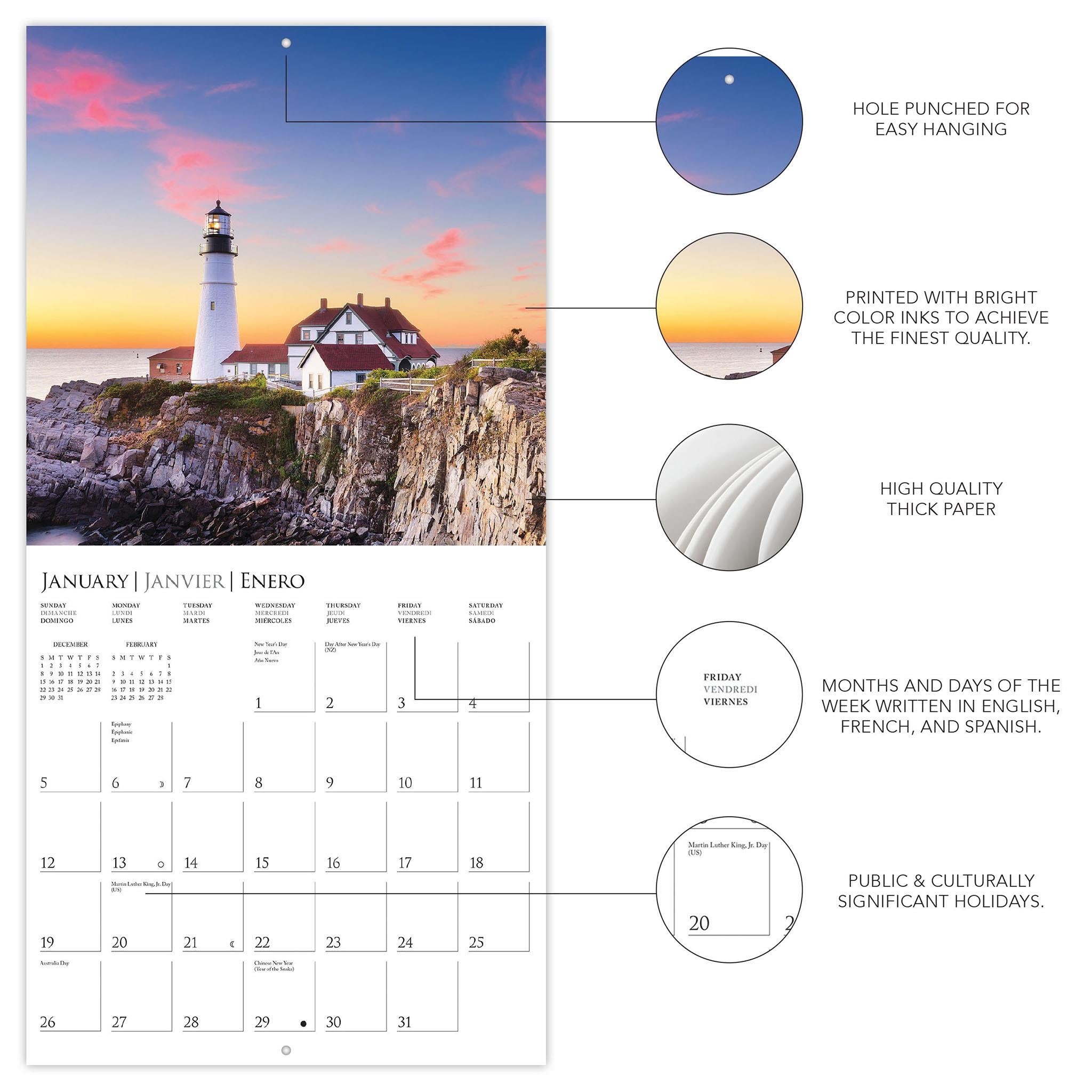 Lighthouses Wall 2025 Calendar - Online Exclusive