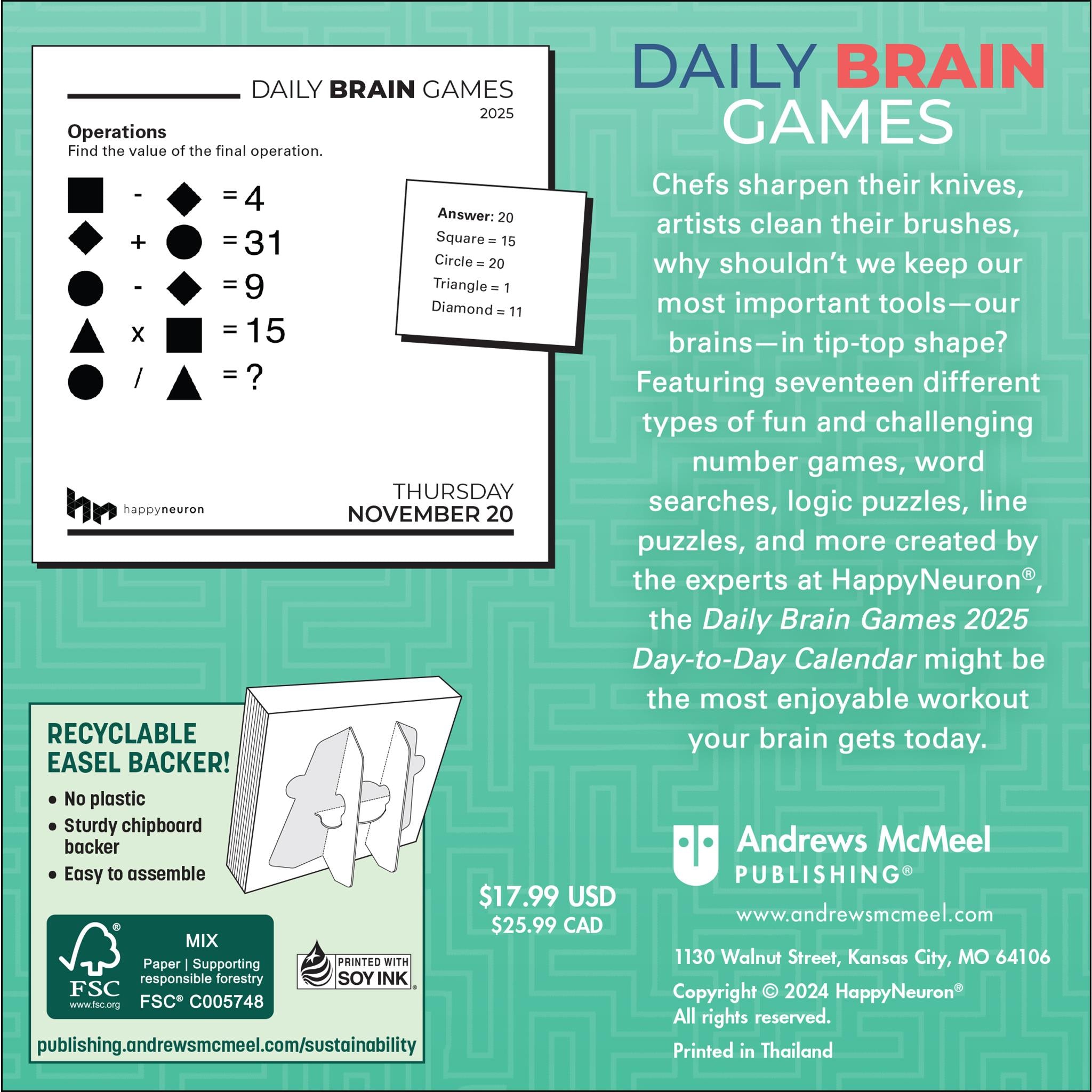 Daily Brain Games Box 2025 Calendar - Online Exclusive