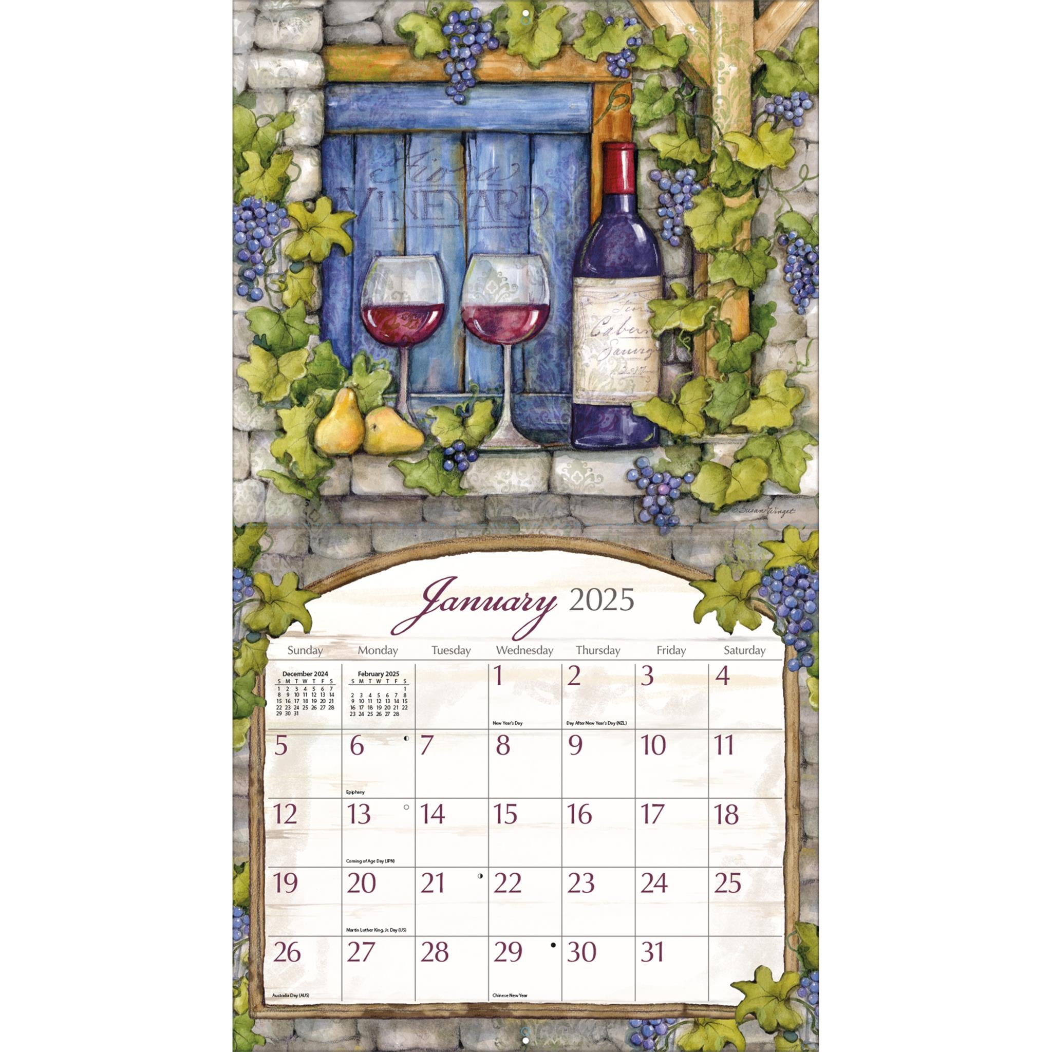 Wine Country Special Edition with Print Wall 2025 Calendar