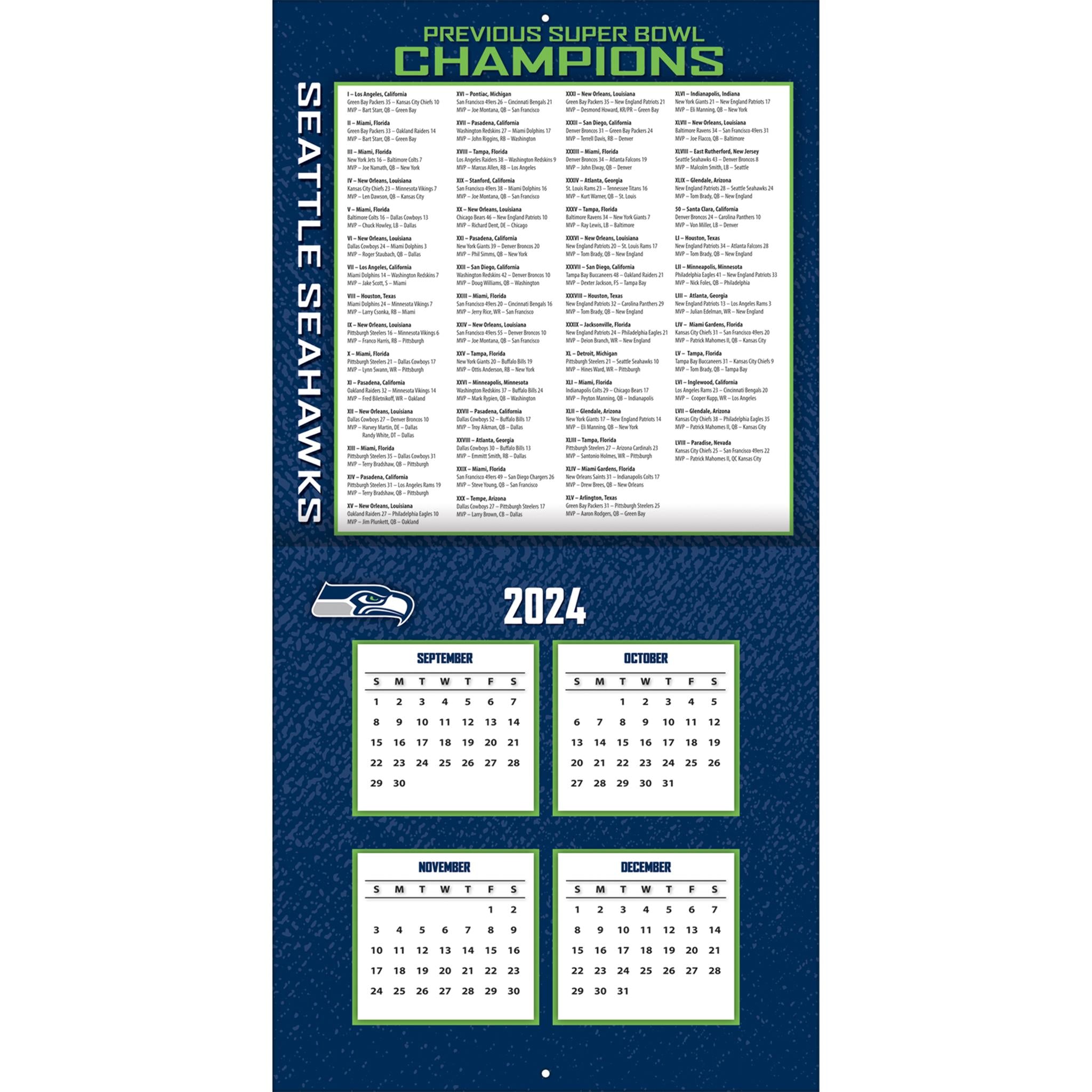 NFL Seattle Seahawks Wall 2025 Calendar