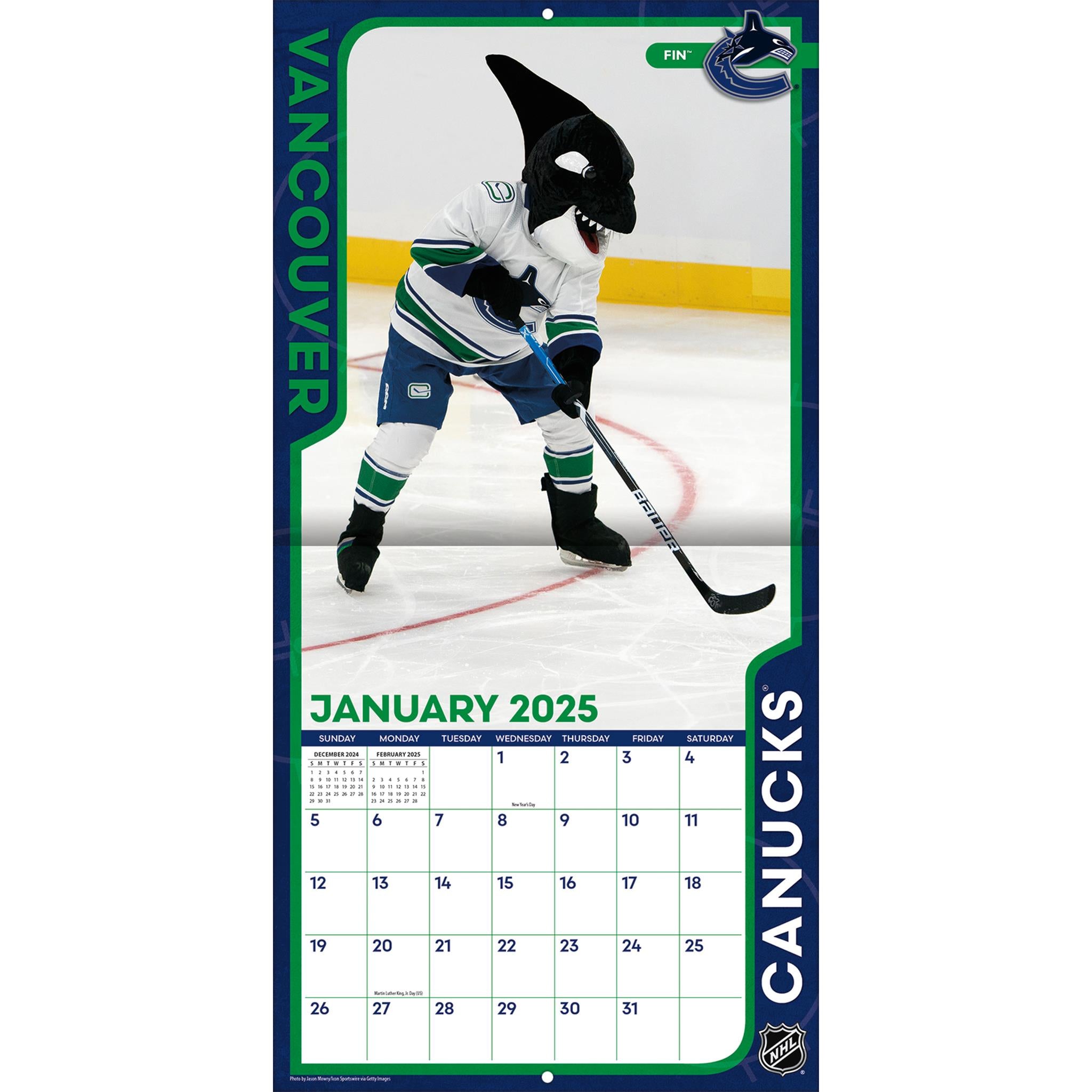 NHL Mascot Wall 2025 Calendar