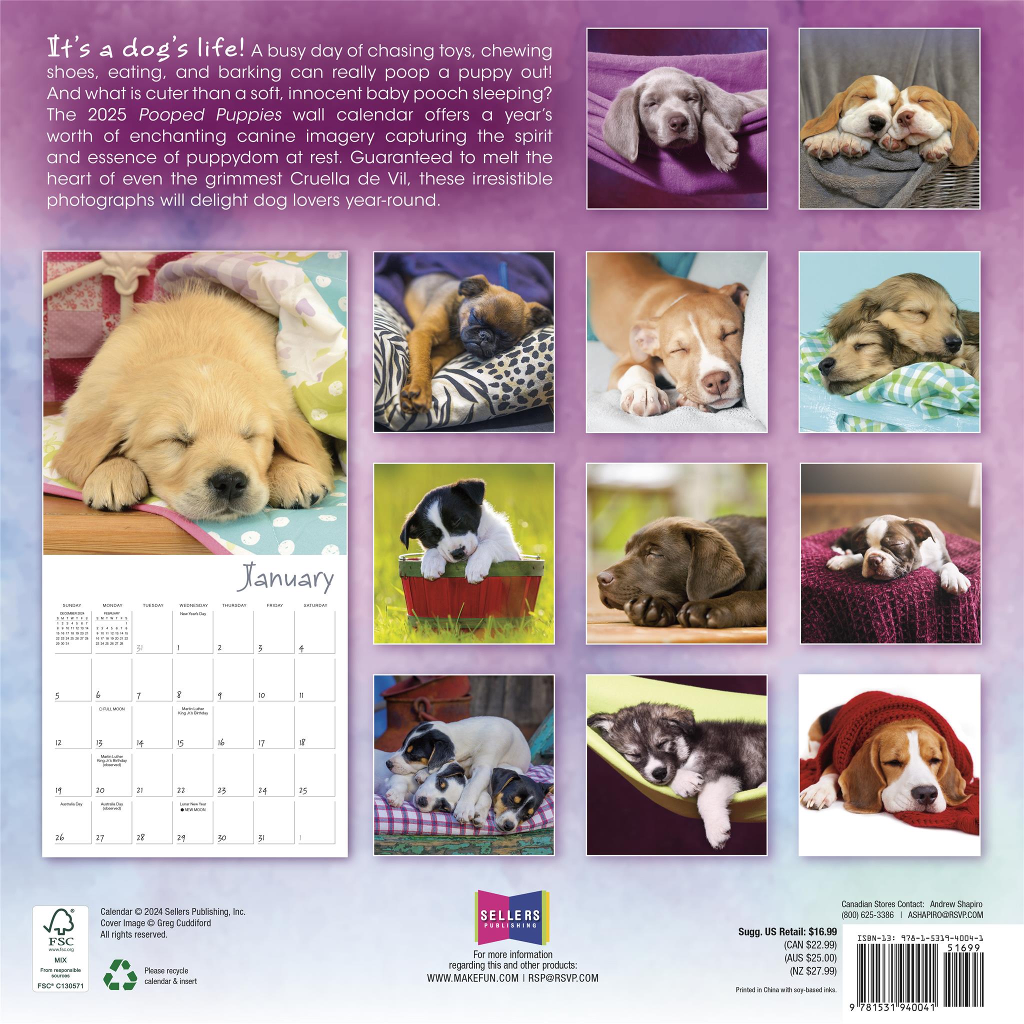 Pooped Puppies Wall 2025 Calendar - Online Exclusive