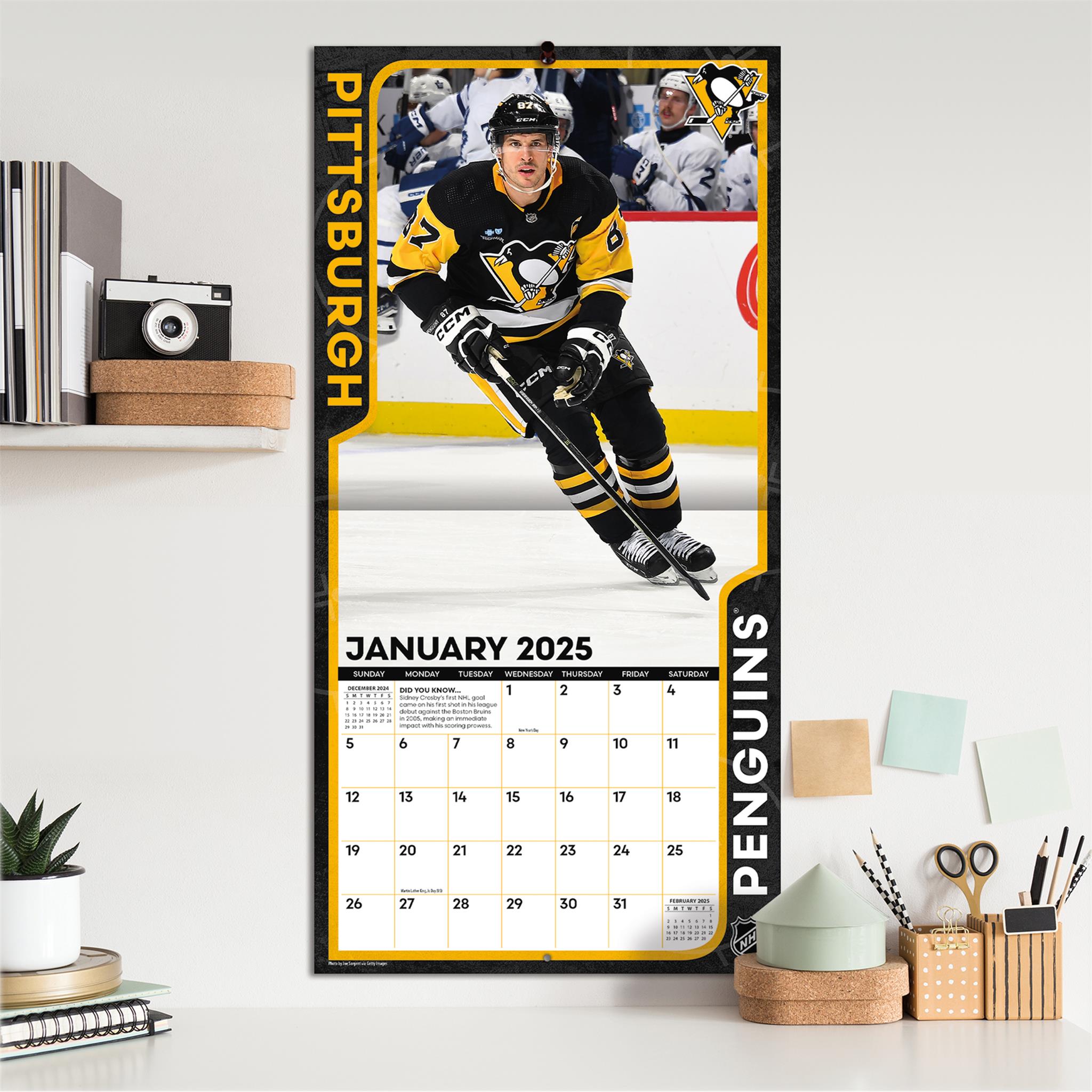 NHL Sidney Crosby Pittsburgh Penguins Wall 2025 Calendar