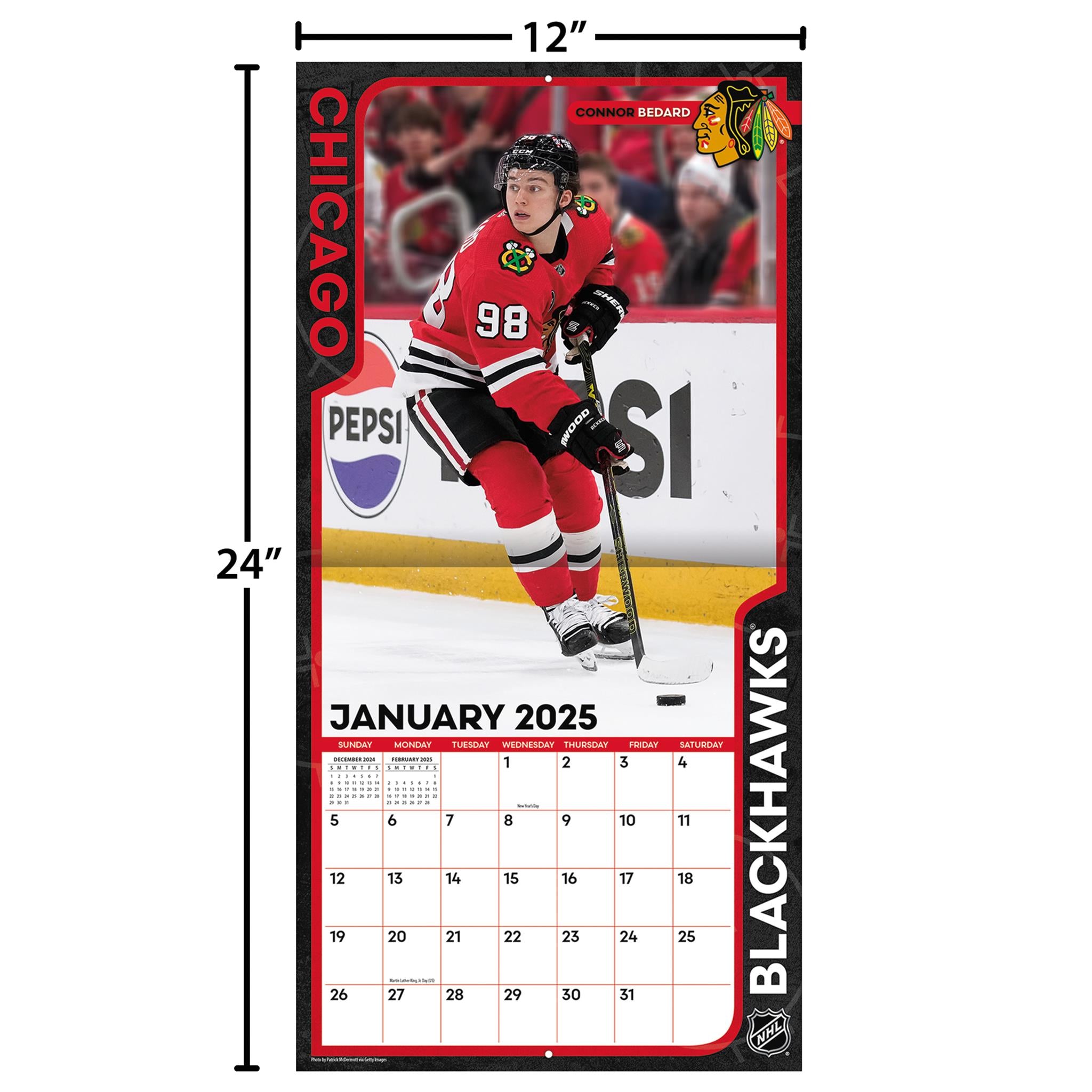 NHL Chicago Blackhawks Wall 2025 Calendar