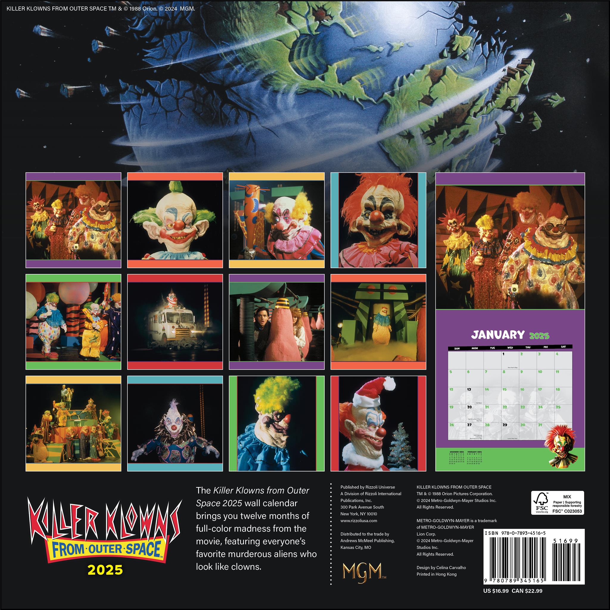 Killer Klowns From Outer Space Wall 2025 Calendar - Online Exclusive