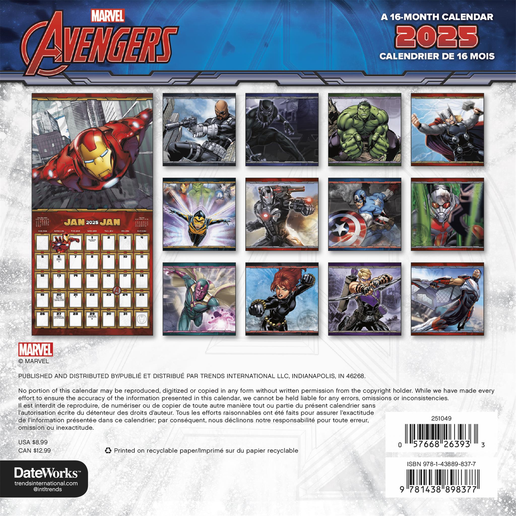 Avengers Bilingual Mini 2025 Calendar - Online Exclusive