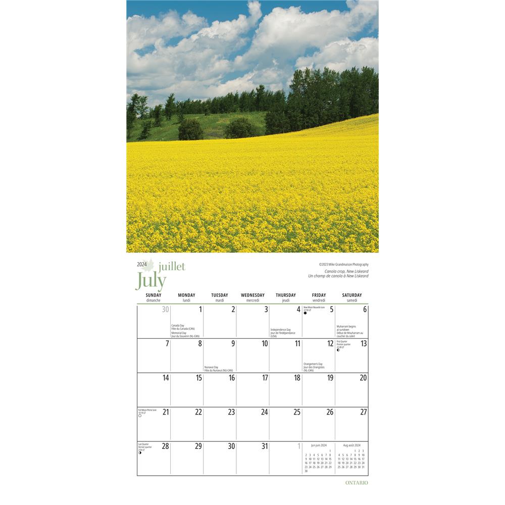9781525611285 Ontario 2024 Bilingual Mini Calendar Wyman Publishing