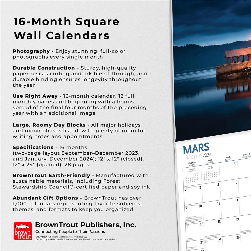 Wyman Publishing Paysages du Canada Can Geo 2024 Wall Calendar (French)