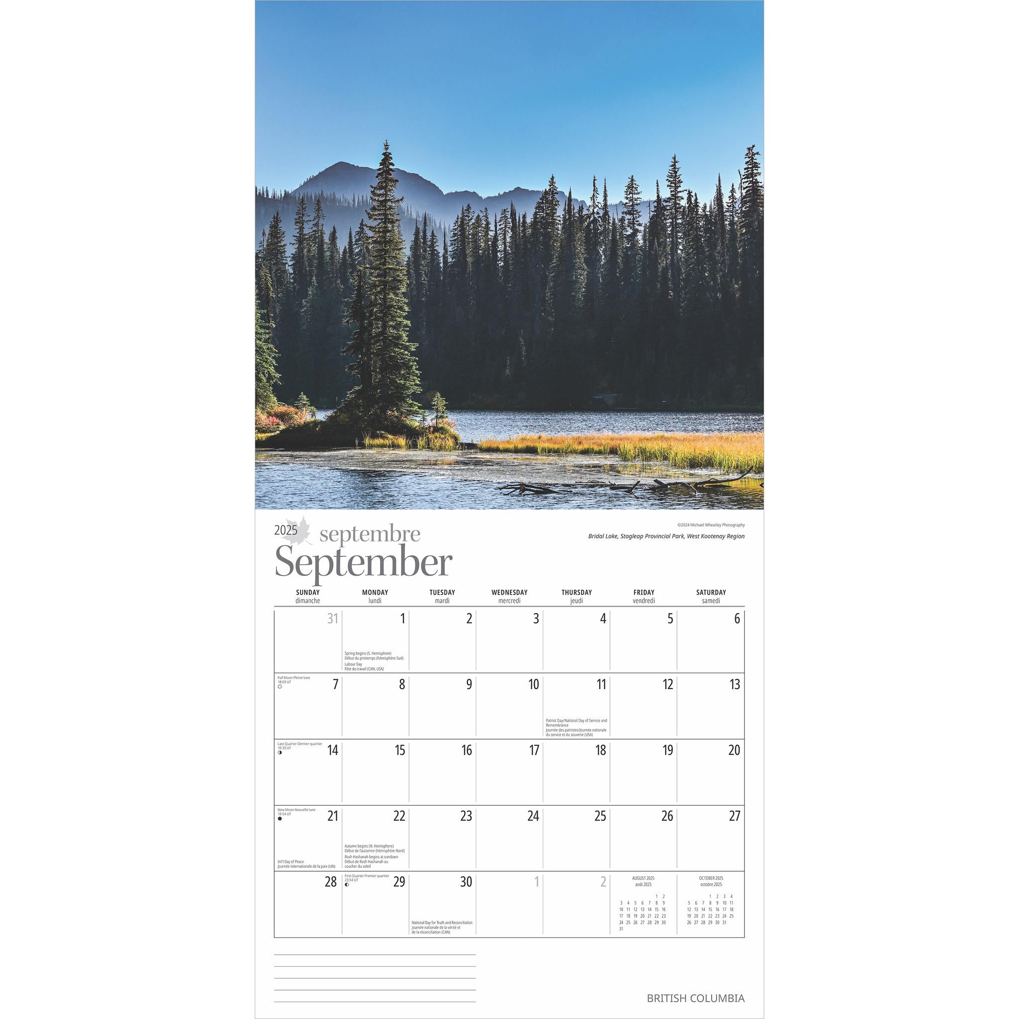 British Columbia Wall 2025 Calendar