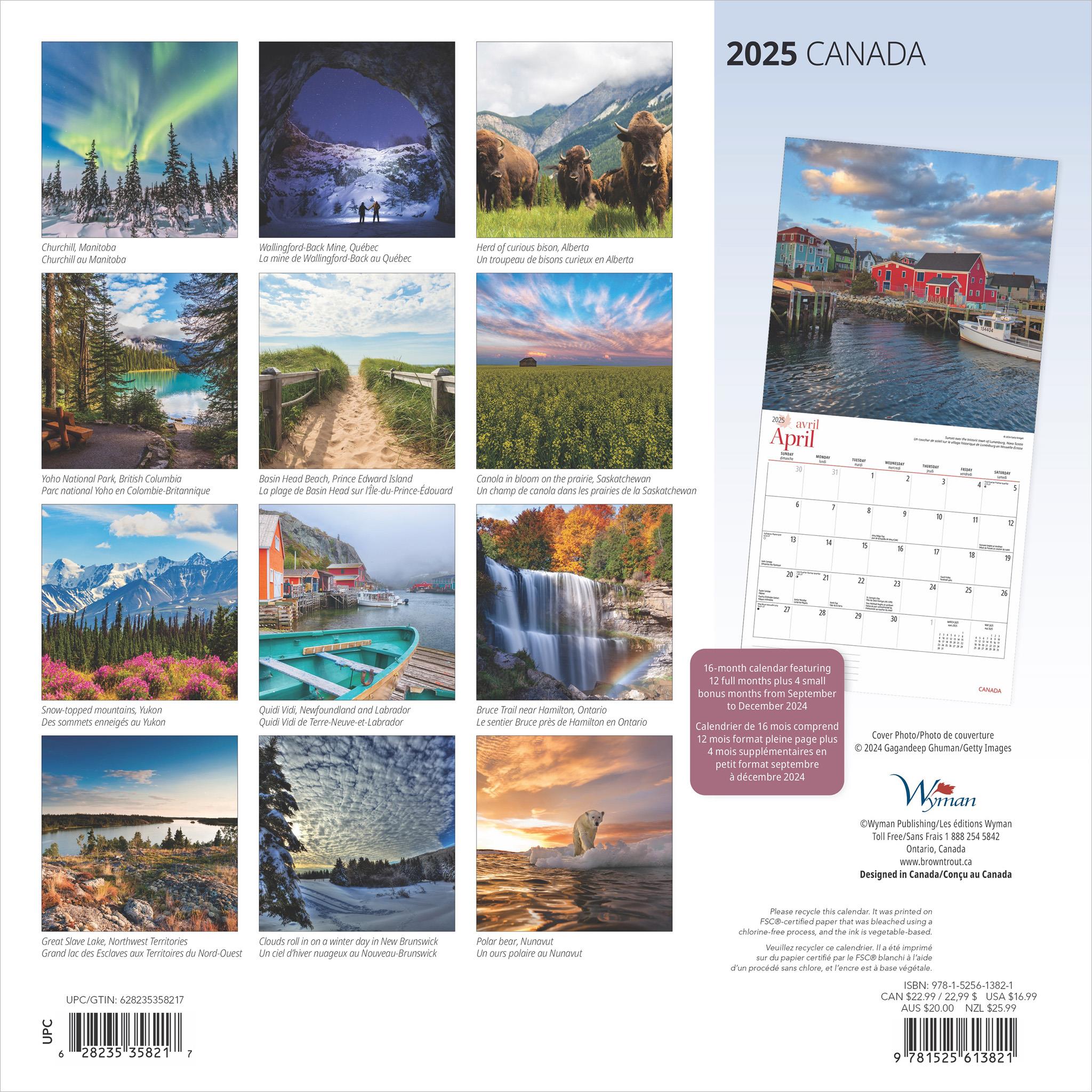 Canada Wall 2025 Calendar - Online Exclusive