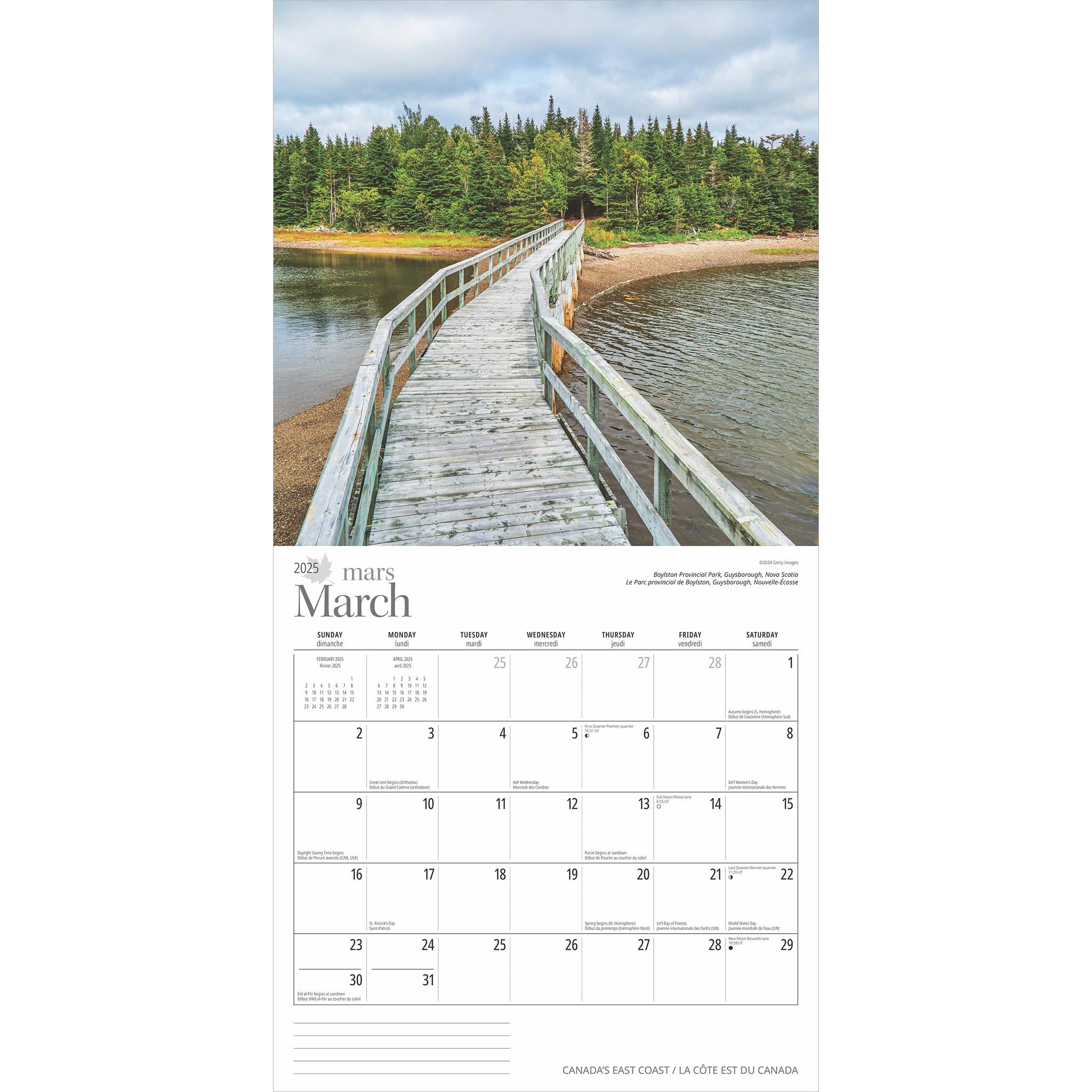 Canadas East Coast Wall 2025 Calendar