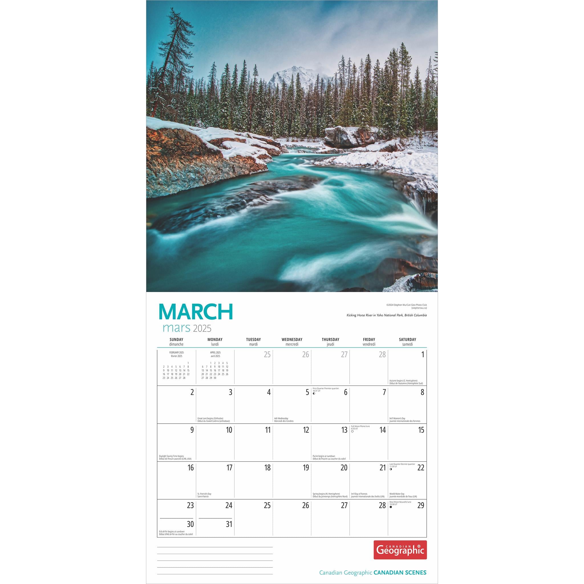 Canadian Scenes Canadian Geographic Wall 2025 Calendar