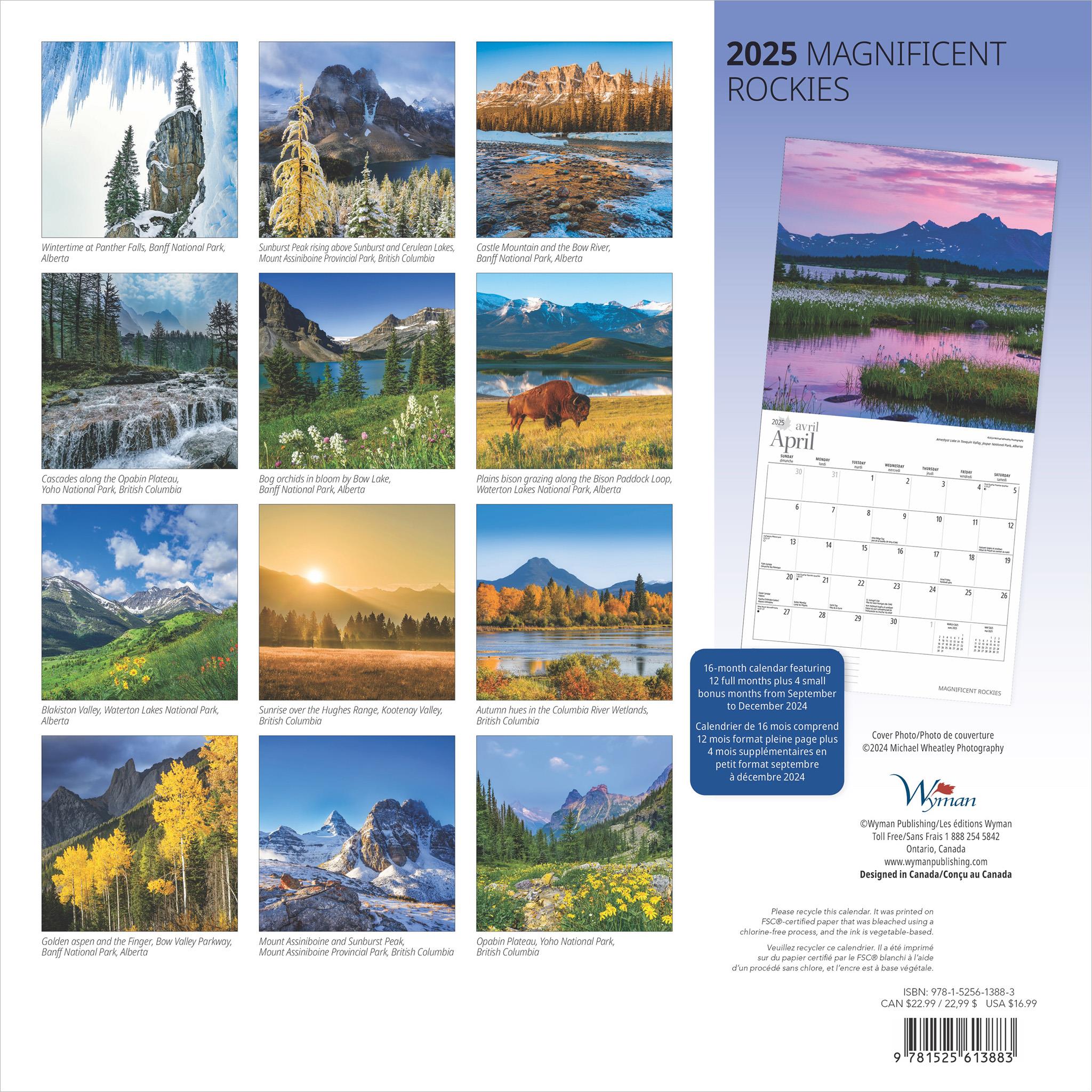 Magnificent Rockies Wall 2025 Calendar