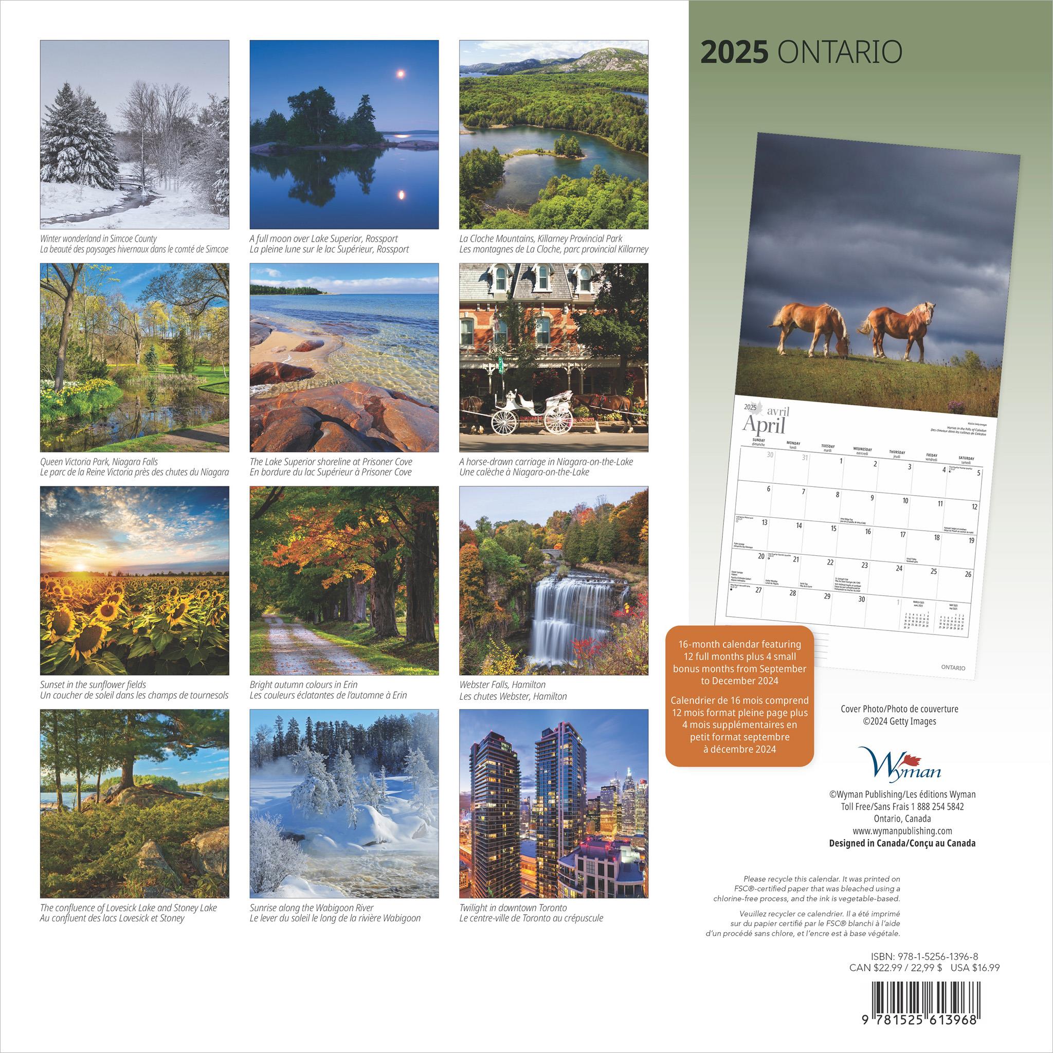 Ontario Wall 2025 Calendar