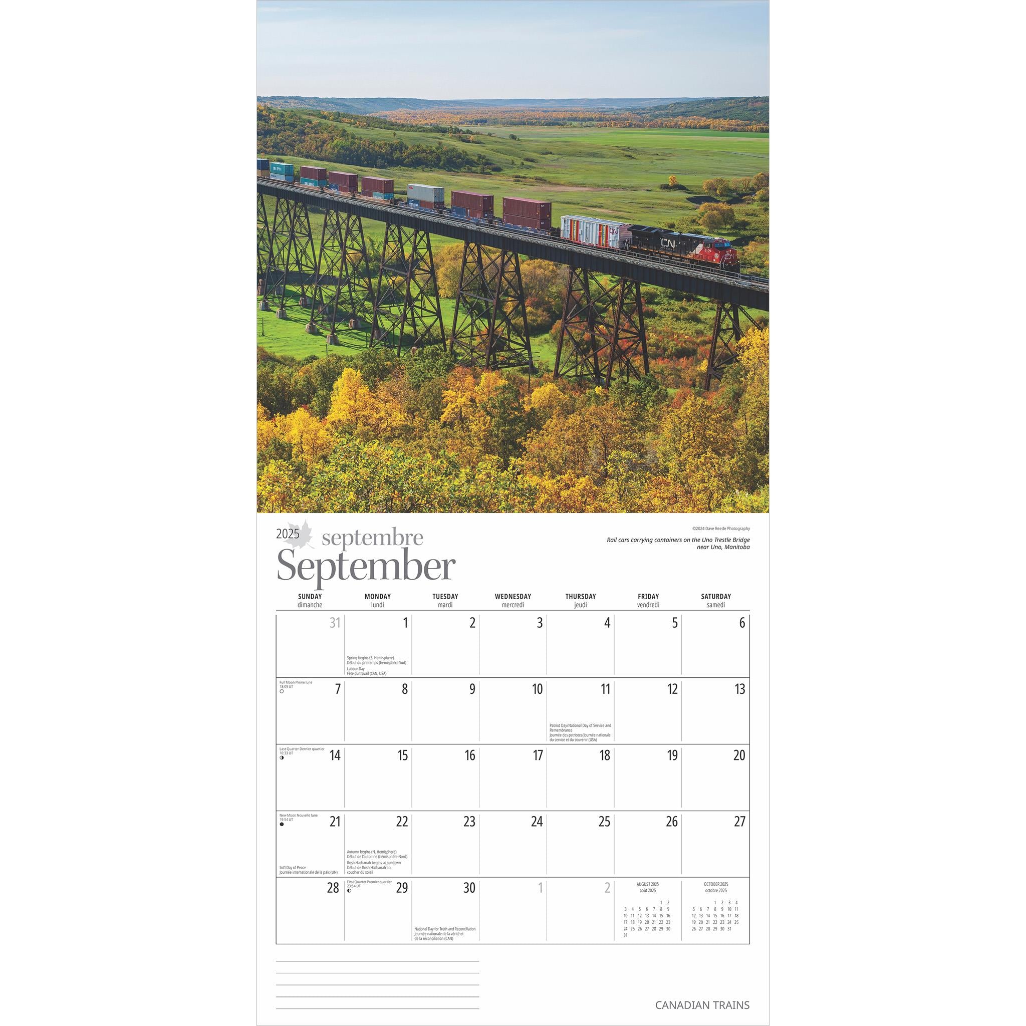 Canadian Trains Bilingual Wall 2025 Calendar