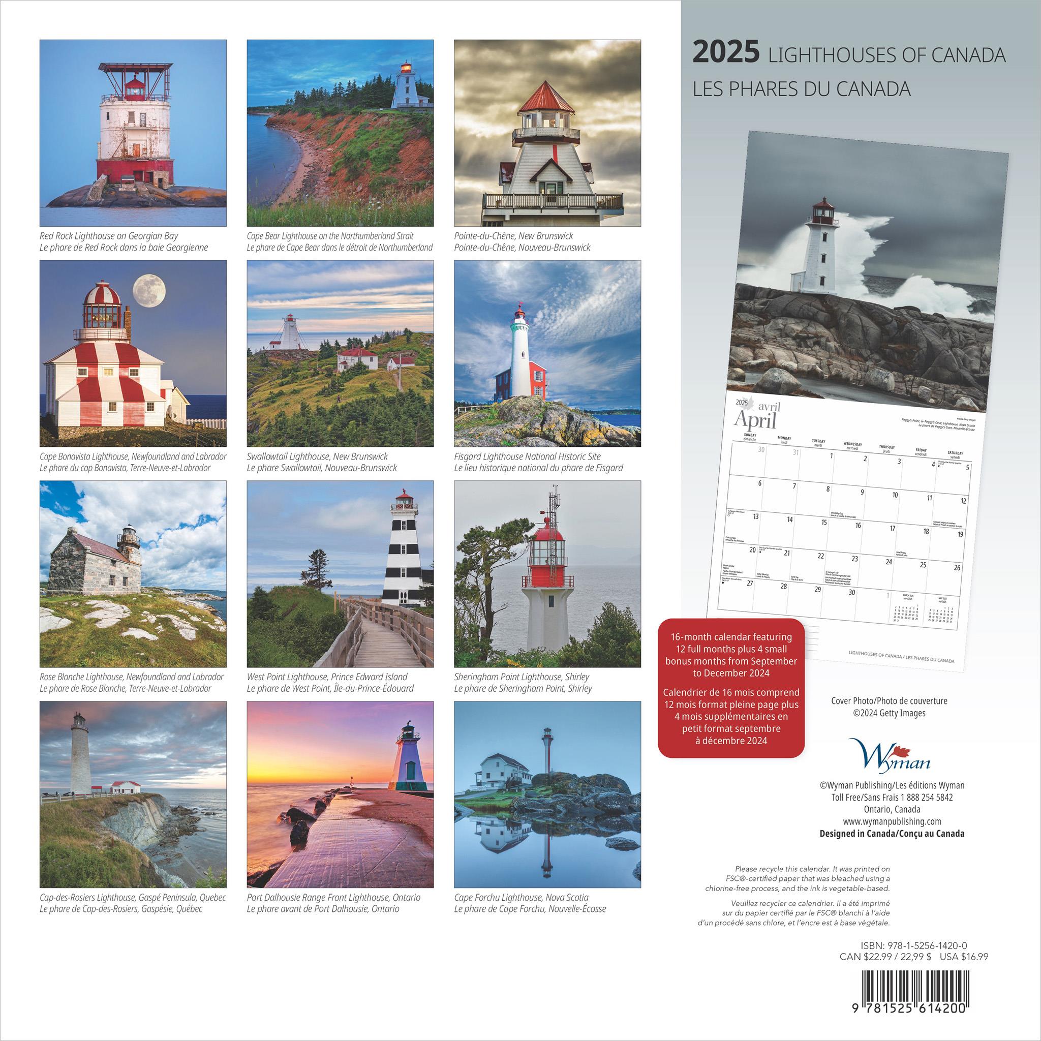 Lighthouses Of Canada Wall 2025 Calendar