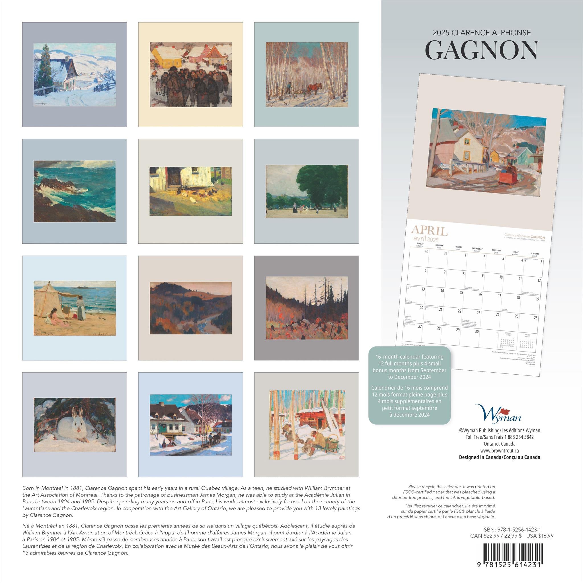 Clarence Gagnon Wall 2025 Calendar