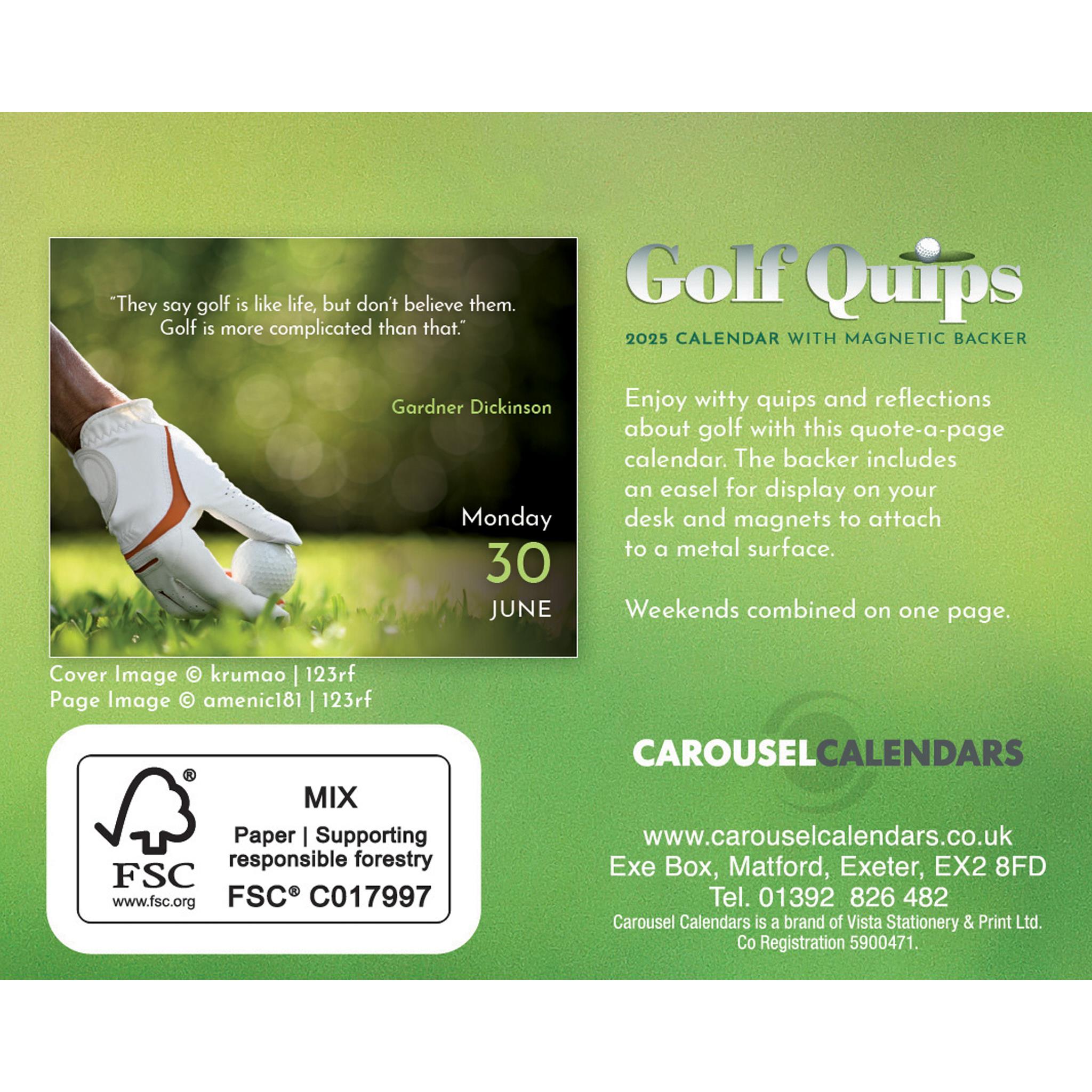 Golf Quips Small Box 2025 Calendar