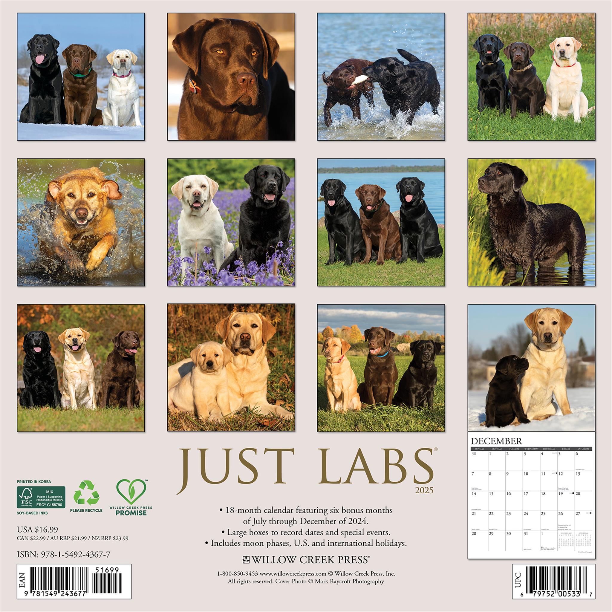 Just Labs Wall 2025 Calendar