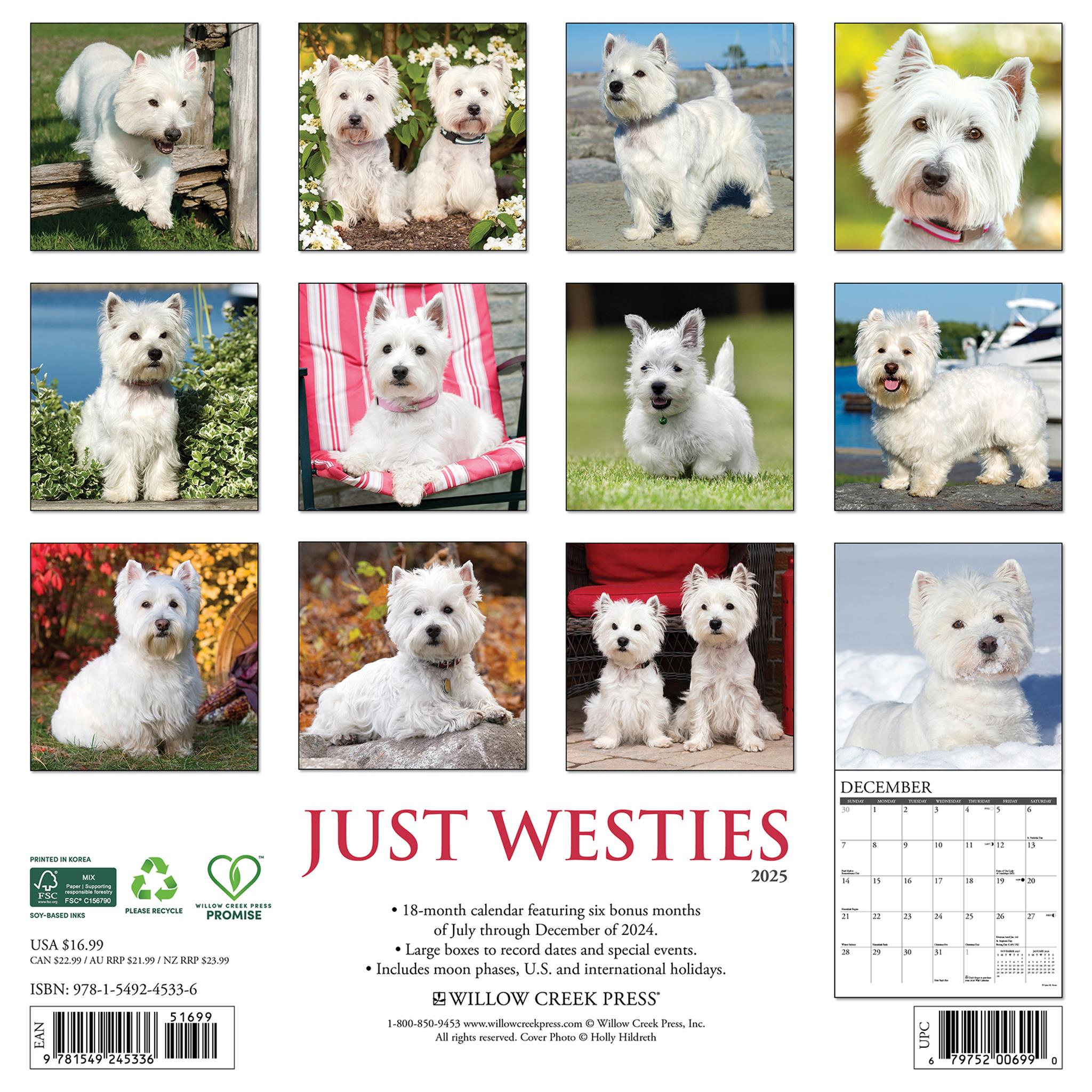 Just Westies Wall 2025 Calendar