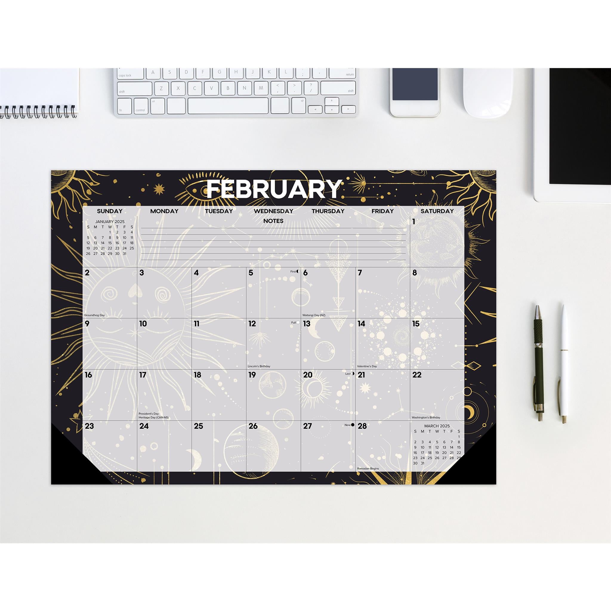 Celestial Small Desk Pad 2025 Calendar