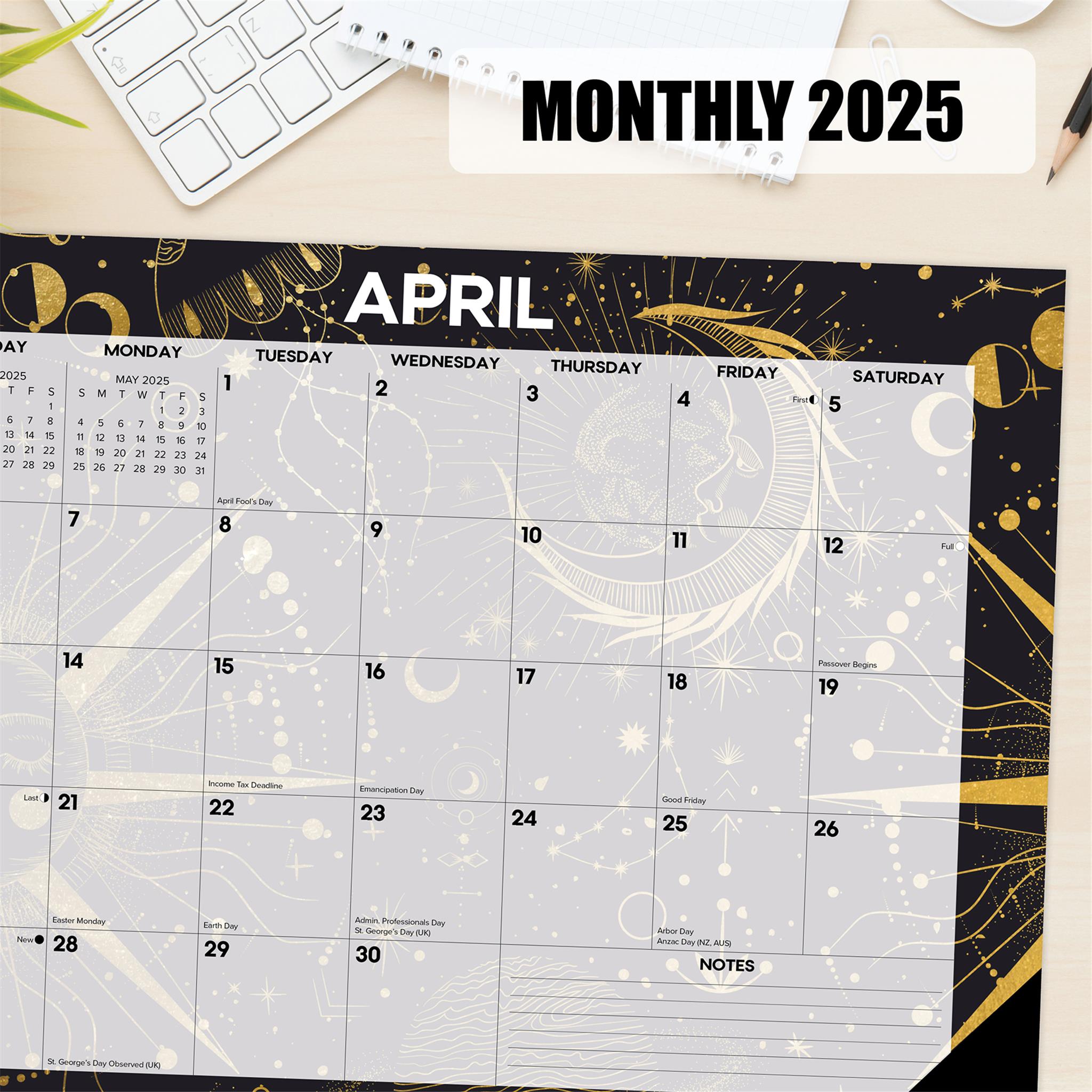 Celestial Small Desk Pad 2025 Calendar