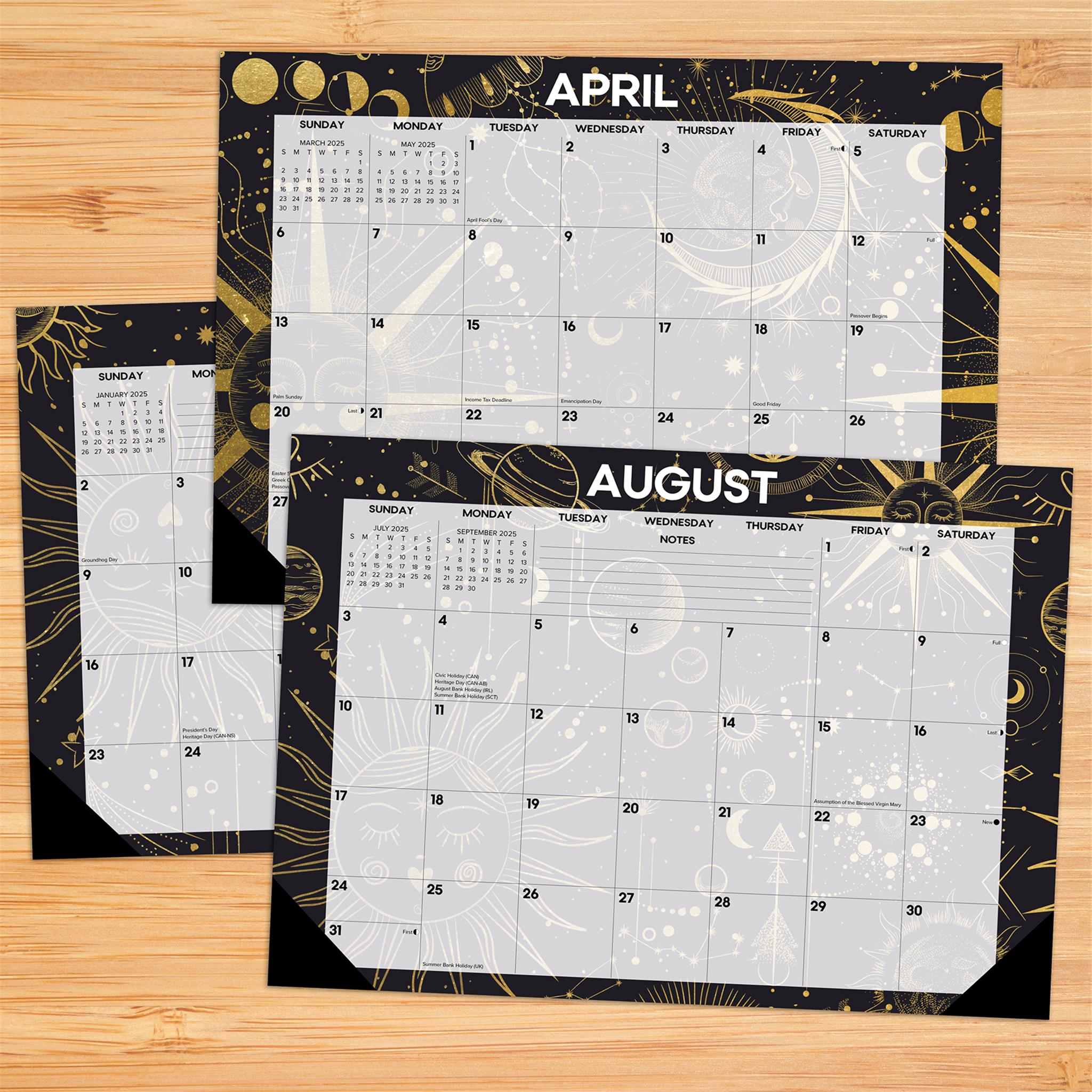 Celestial Small Desk Pad 2025 Calendar