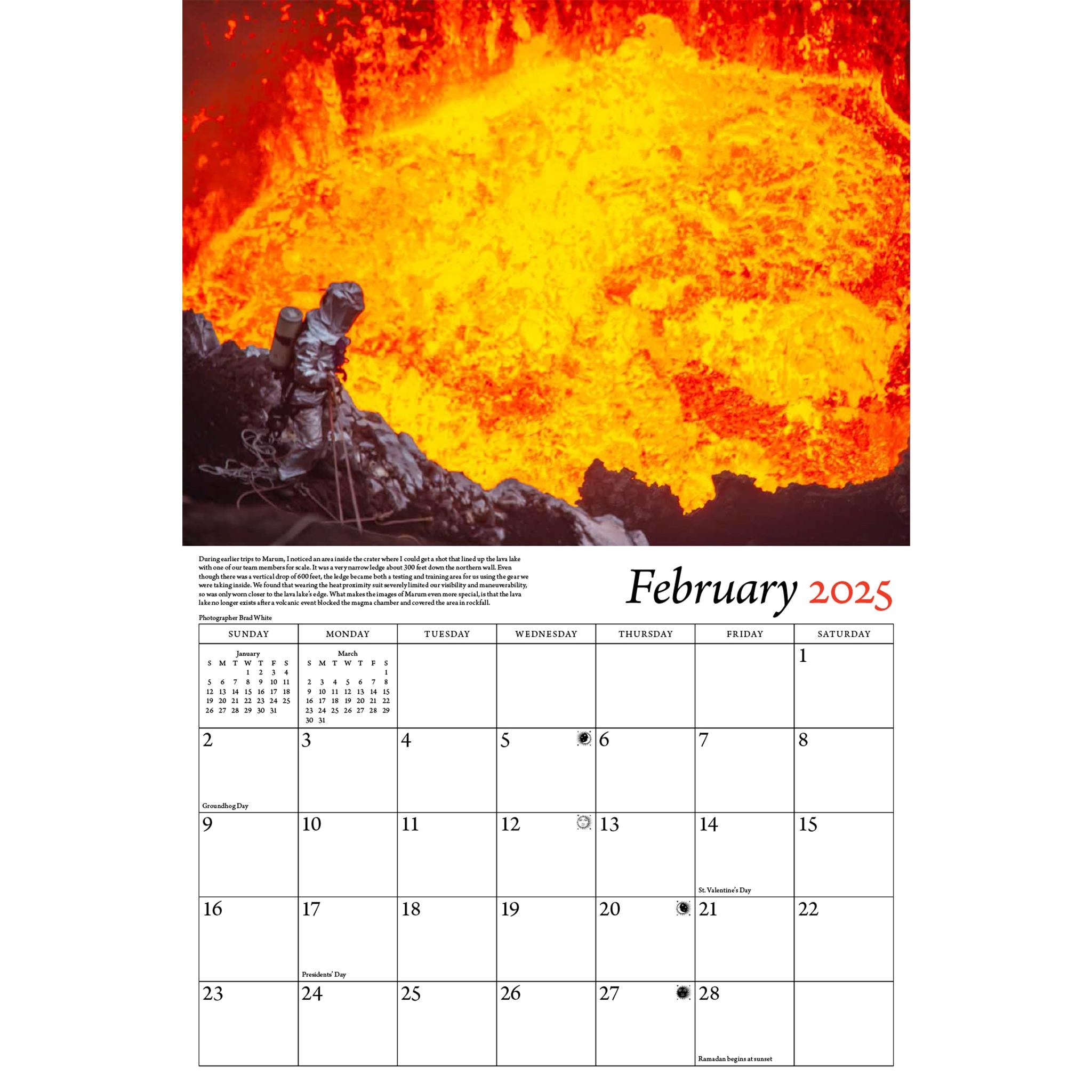 Volcanoes Wall 2025 Calendar