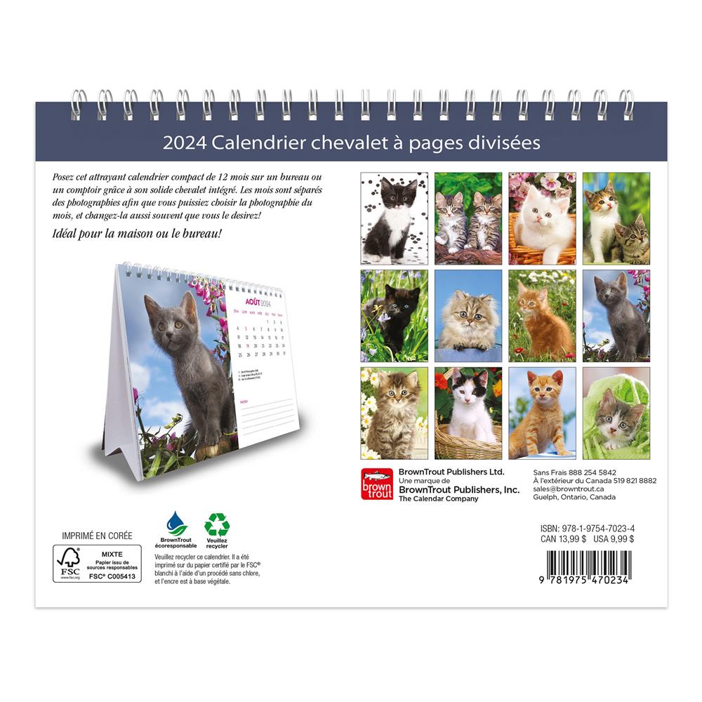 9781975470234 Chatons 2024 Easel Calendar (French) BrownTrout