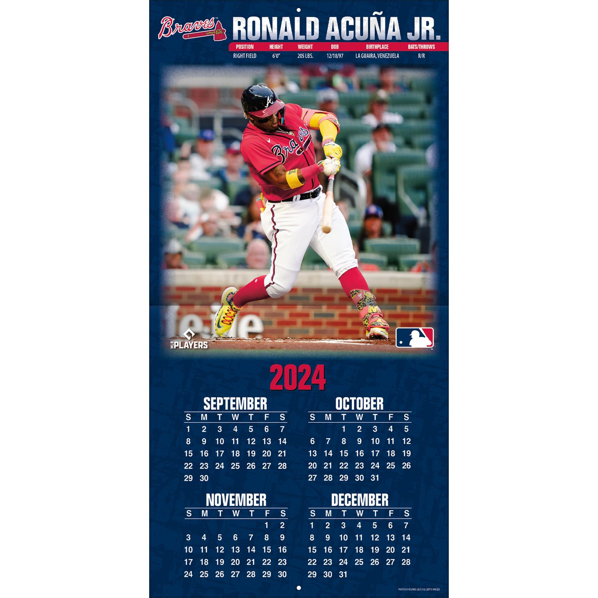 MLB Atlanta Braves Ronald Acuna Jr Wall 2025 Calendar - Online Exclusive