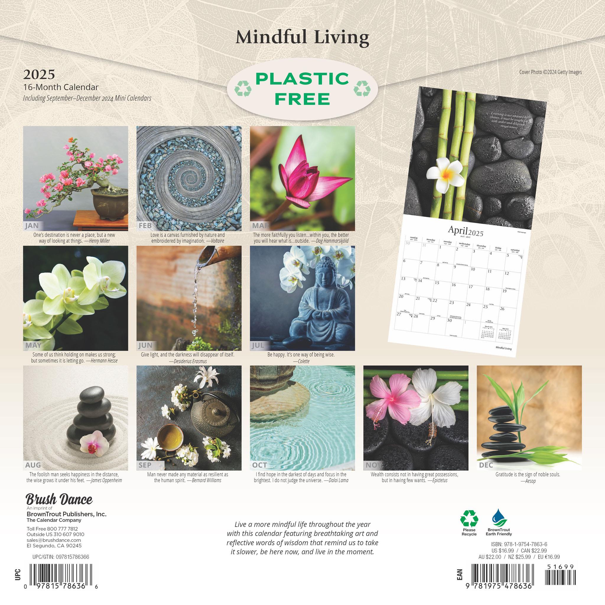 Mindful Living Wall 2025 Calendar