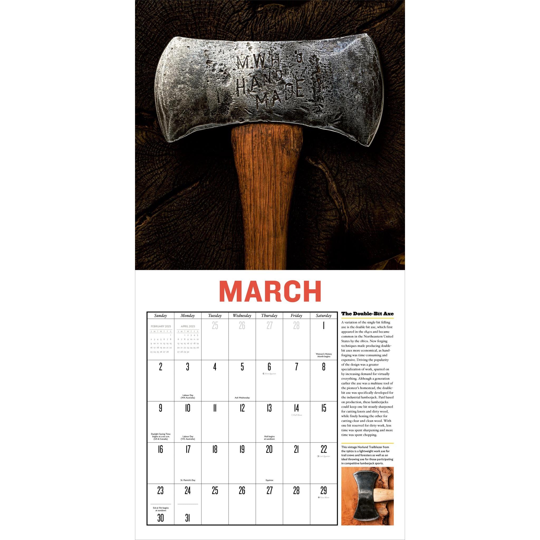 Vintage Axes Wall 2025 Calendar - Online Exclusive