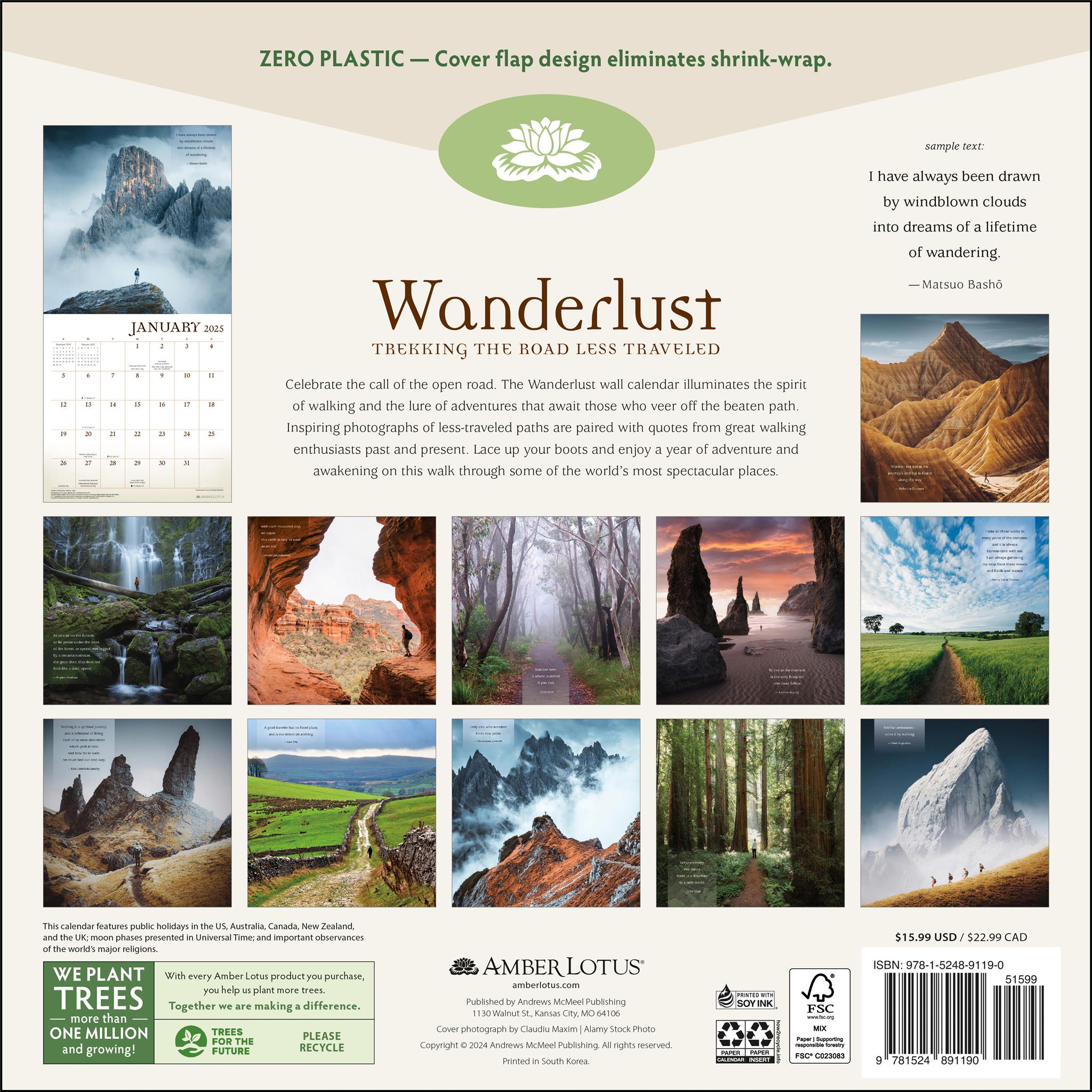 Wanderlust Wall 2025 Calendar