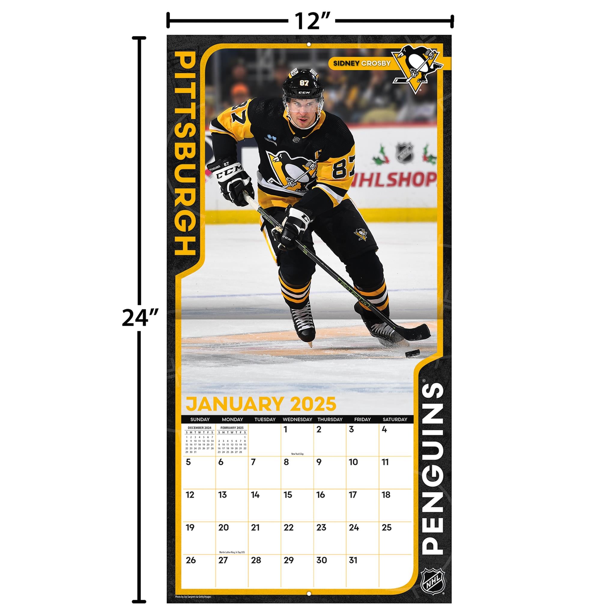 NHL Pittsburgh Penguins Wall 2025 Calendar