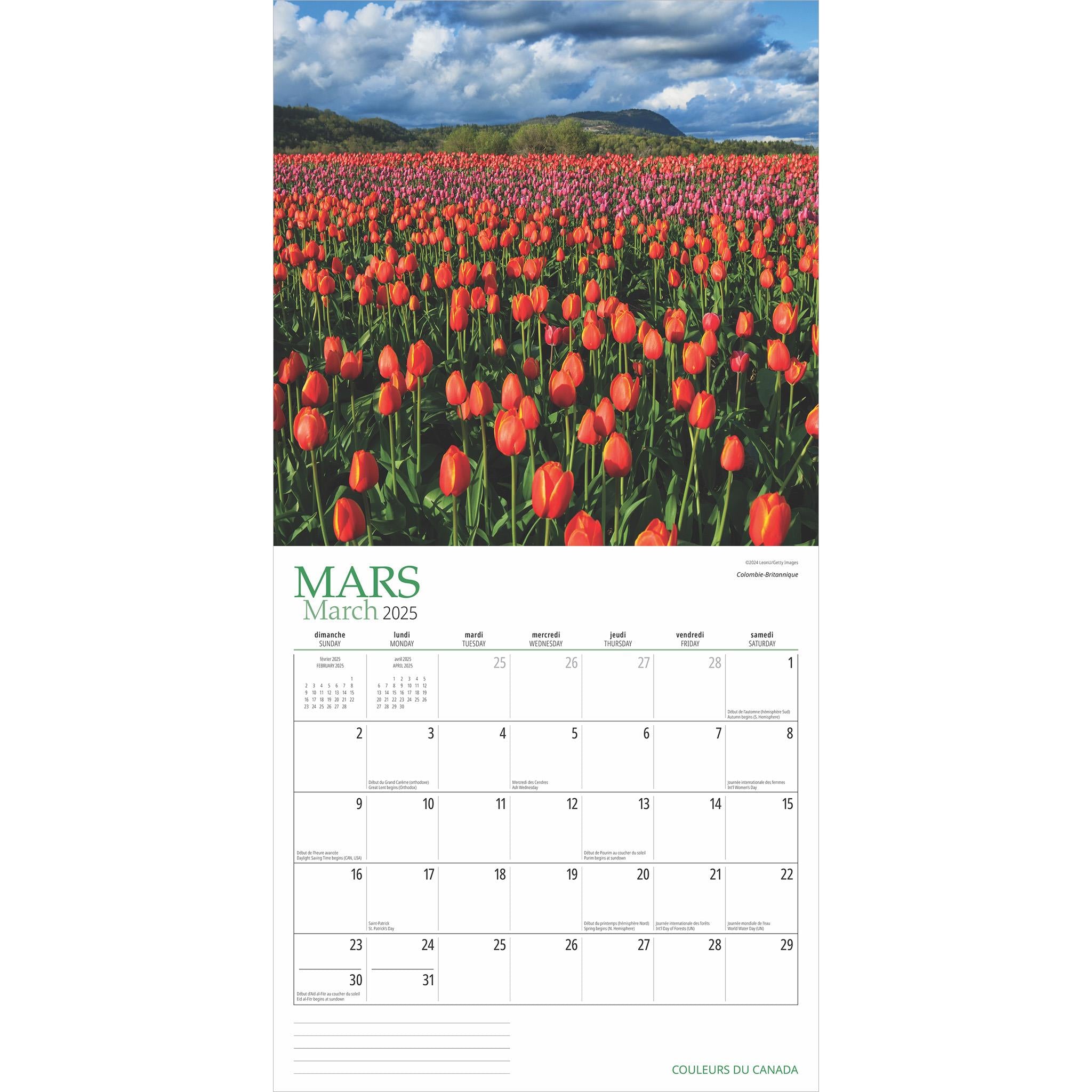 Colours Of Canada Wall 2025 Calendar - Online Exclusive (French)