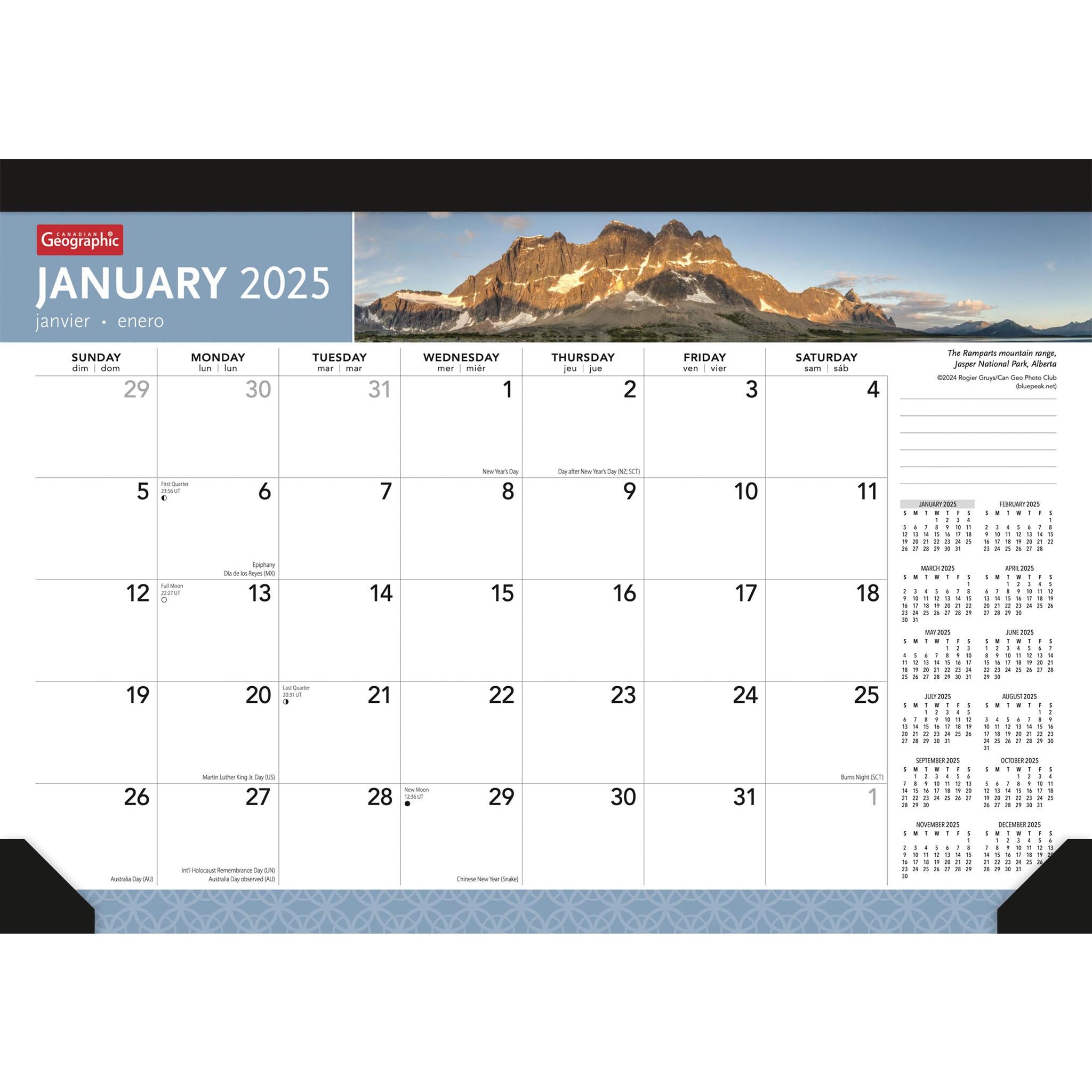 Canadian Geographic Desk Pad 2025 Calendar