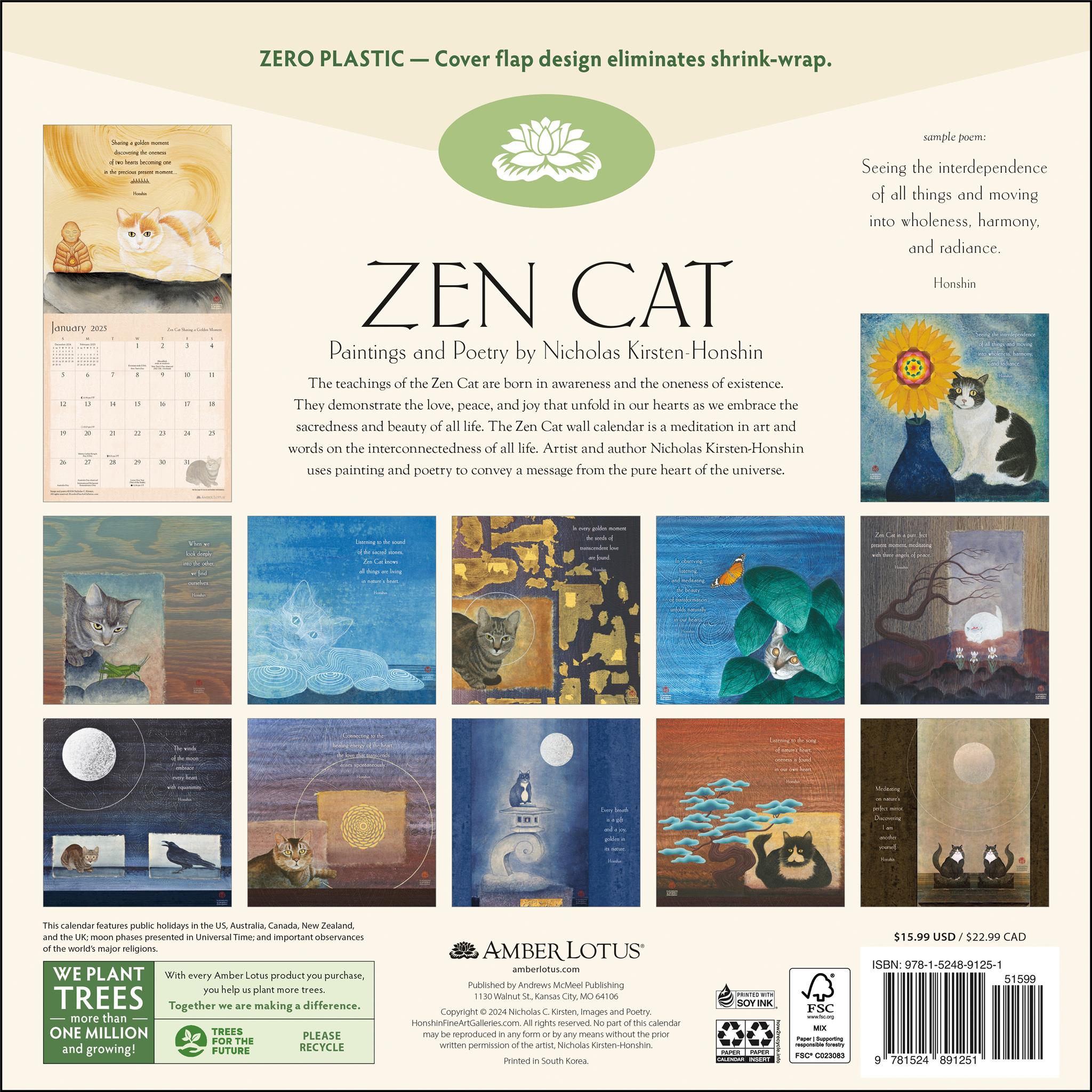 Zen Cat Wall 2025 Calendar - Online Exclusive