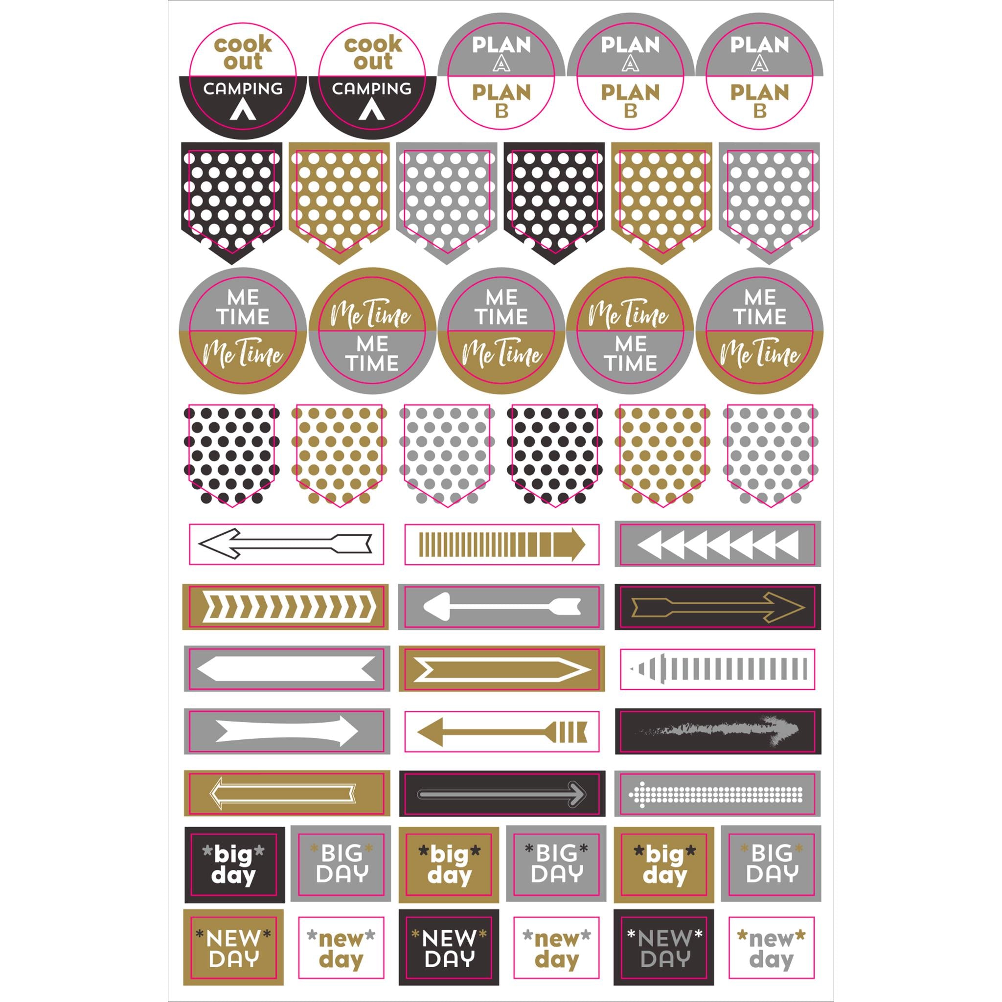 Black and Gold Essentials Planner Stickers