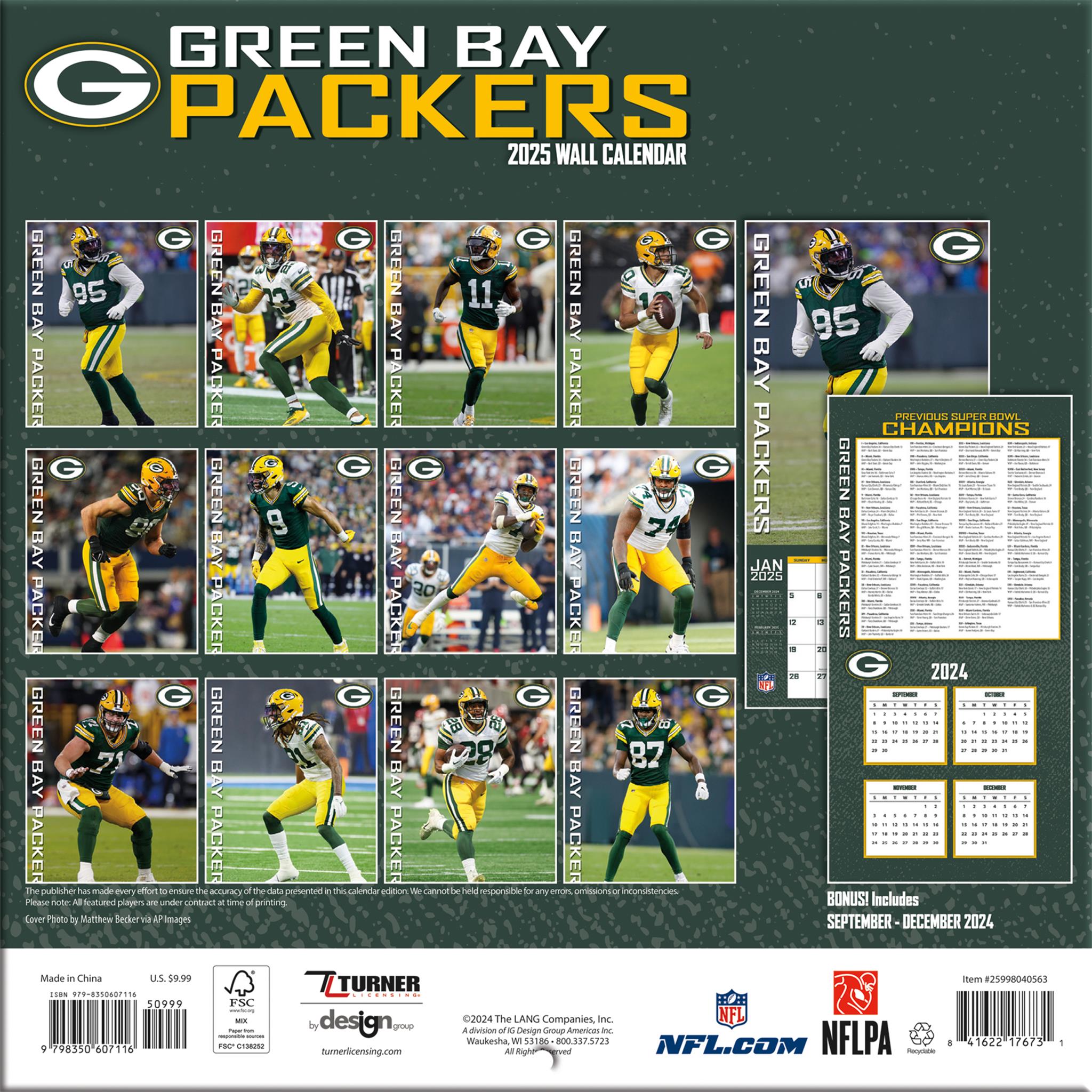 NFL Green Bay Packers Mini 2025 Calendar - Online Exclusive