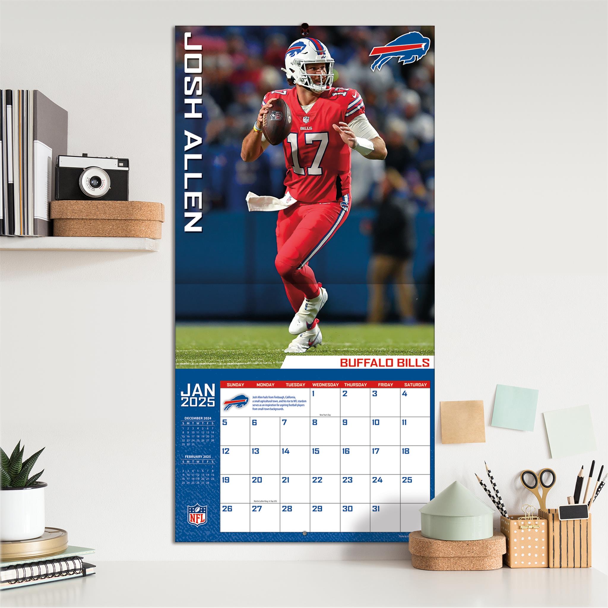 NFL Buffalo Bills Josh Allen Wall 2025 Calendar