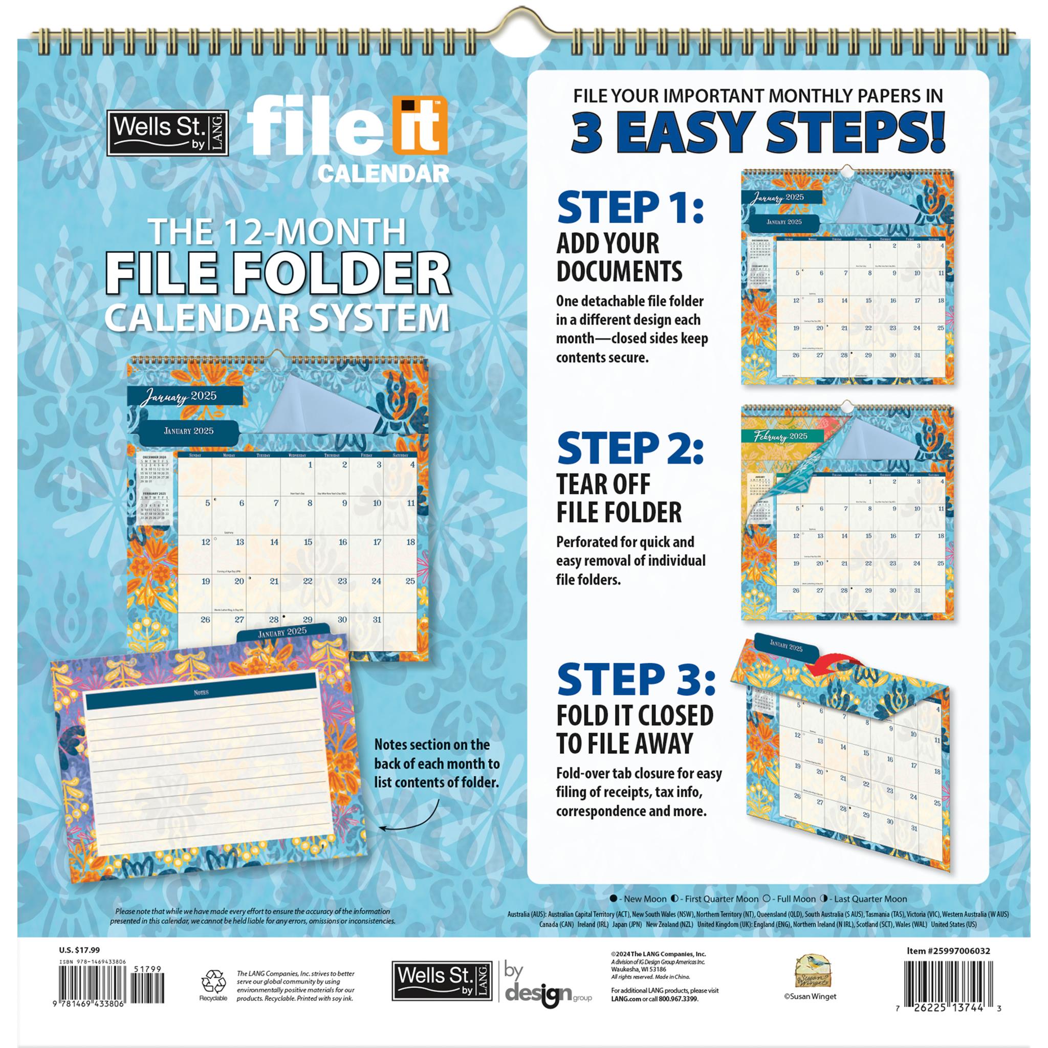 Bohemian File It Wall 2025 Calendar