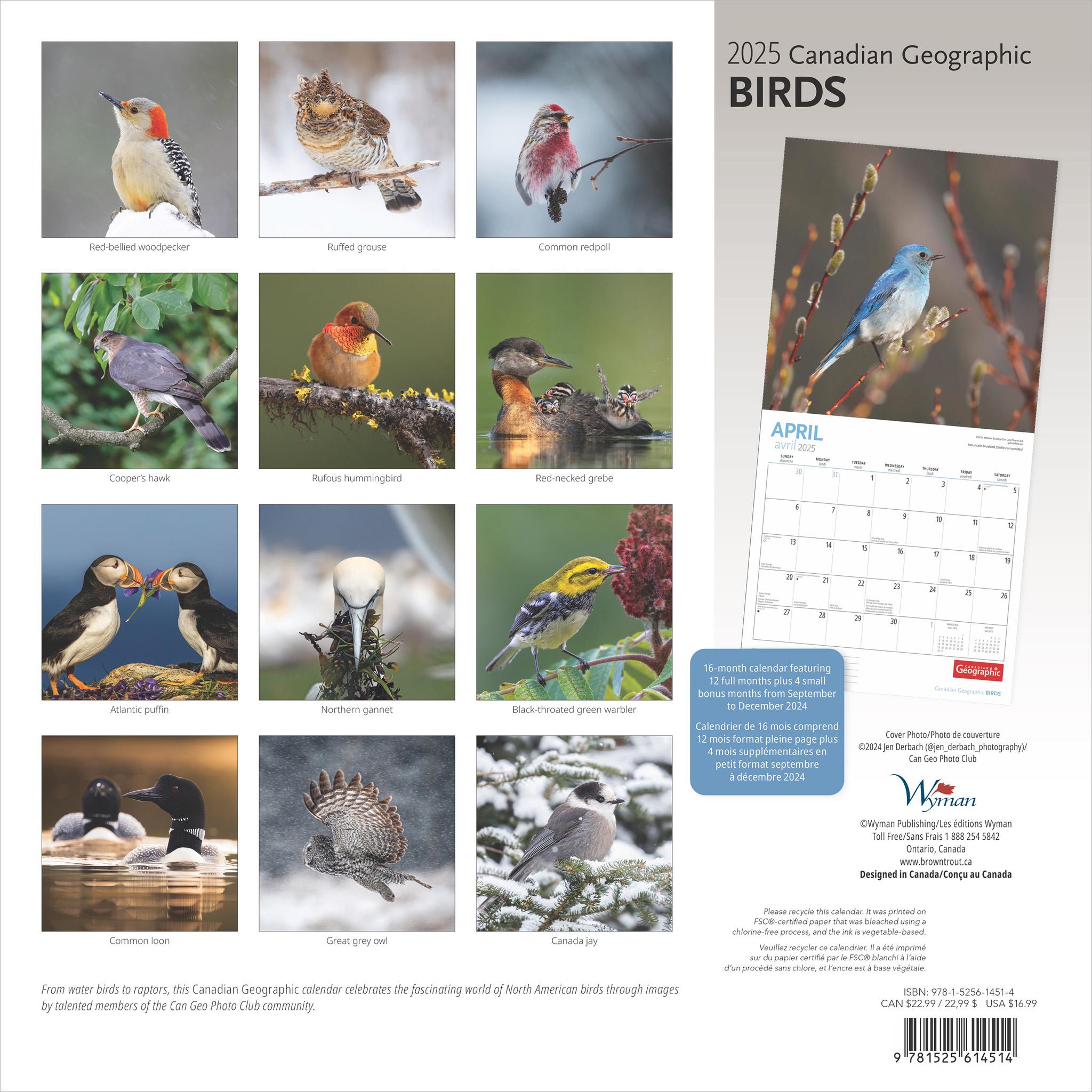 Birds Canadian Geographic Wall 2025 Calendar - Online Exclusive