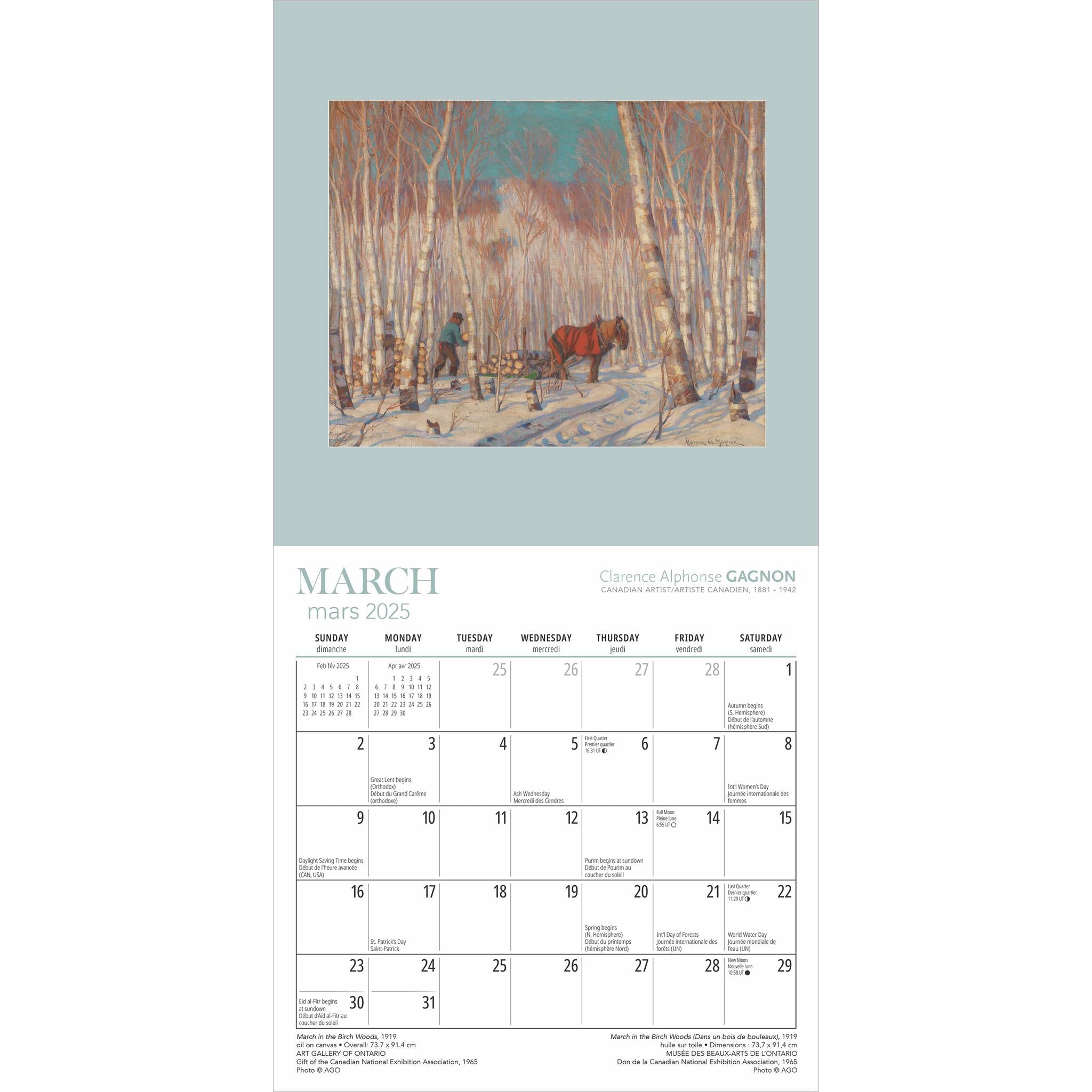 Clarence Gagnon Ago Multilingual Mini 2025 Calendar - Online Exclusive