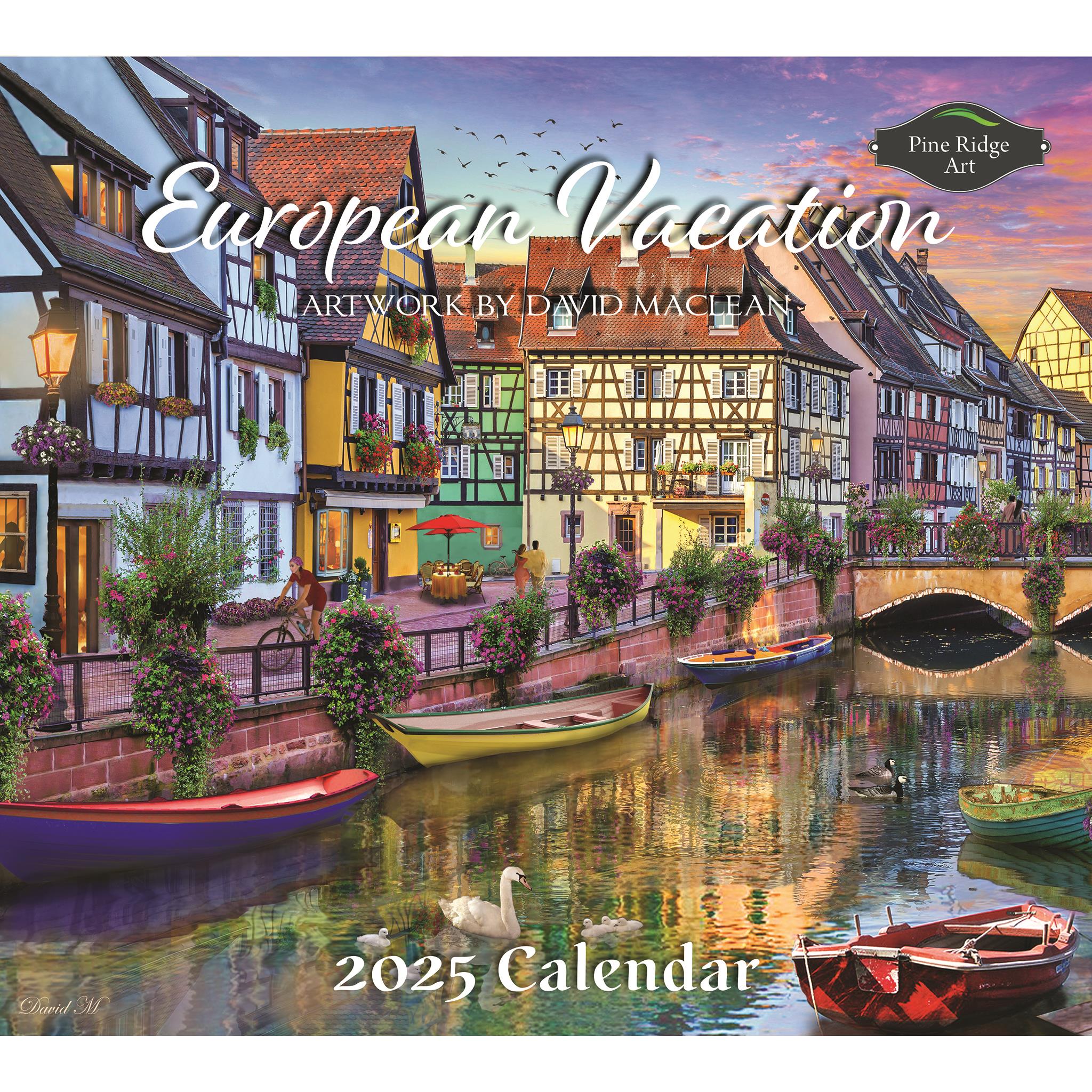 European Vacation Wall 2025 Calendar